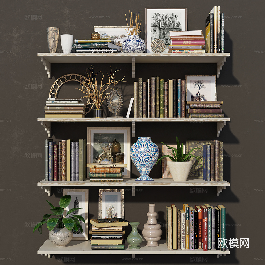书架摆件3d模型下载