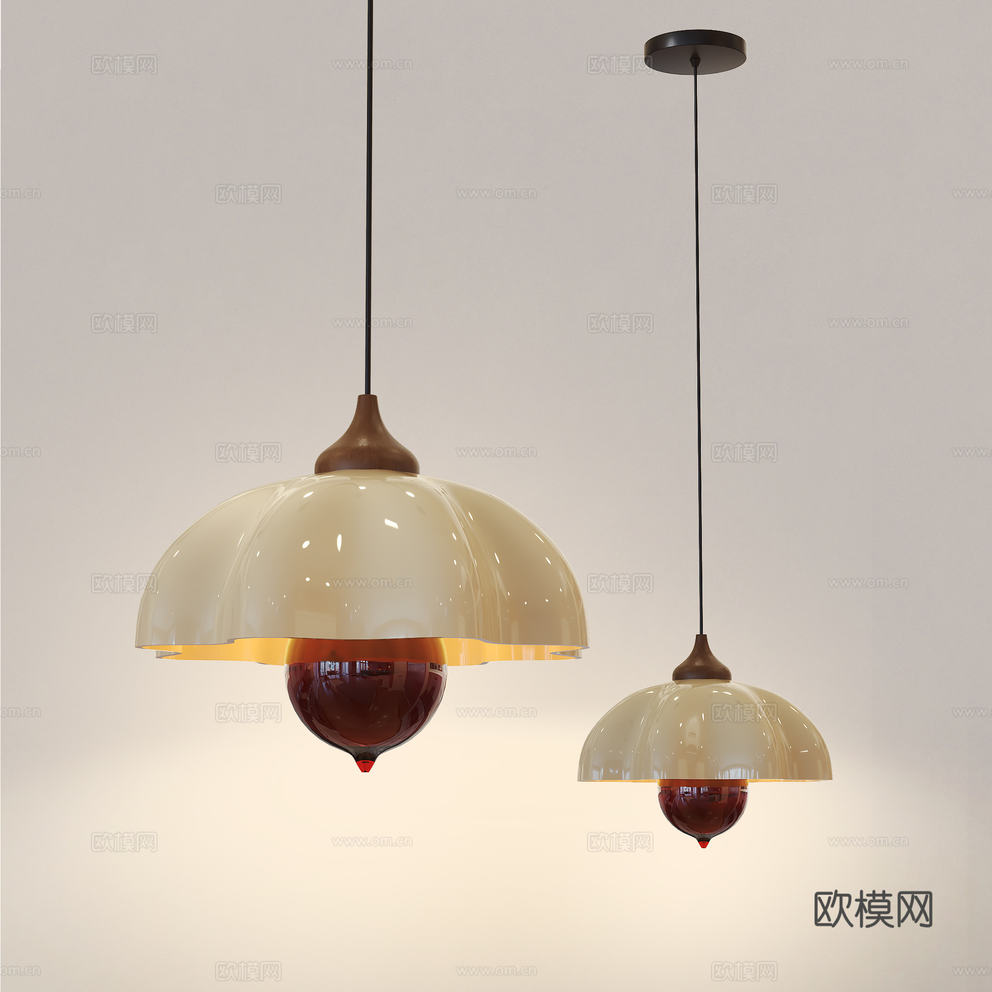 现代中古风吊灯 法式奶油风吊灯 餐厅吊灯 卧室吊灯su模型