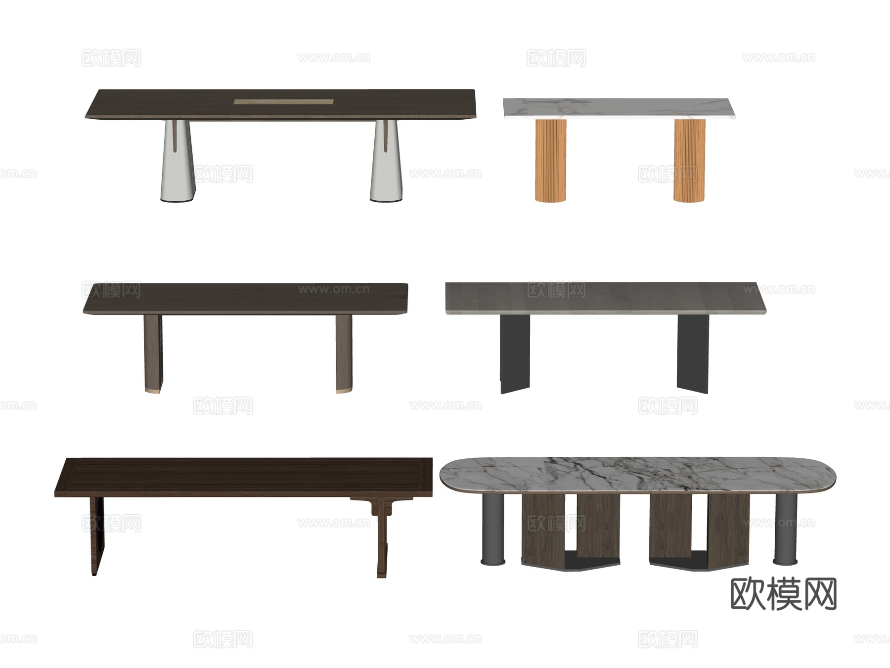 长桌 餐桌 茶桌 会议桌su模型