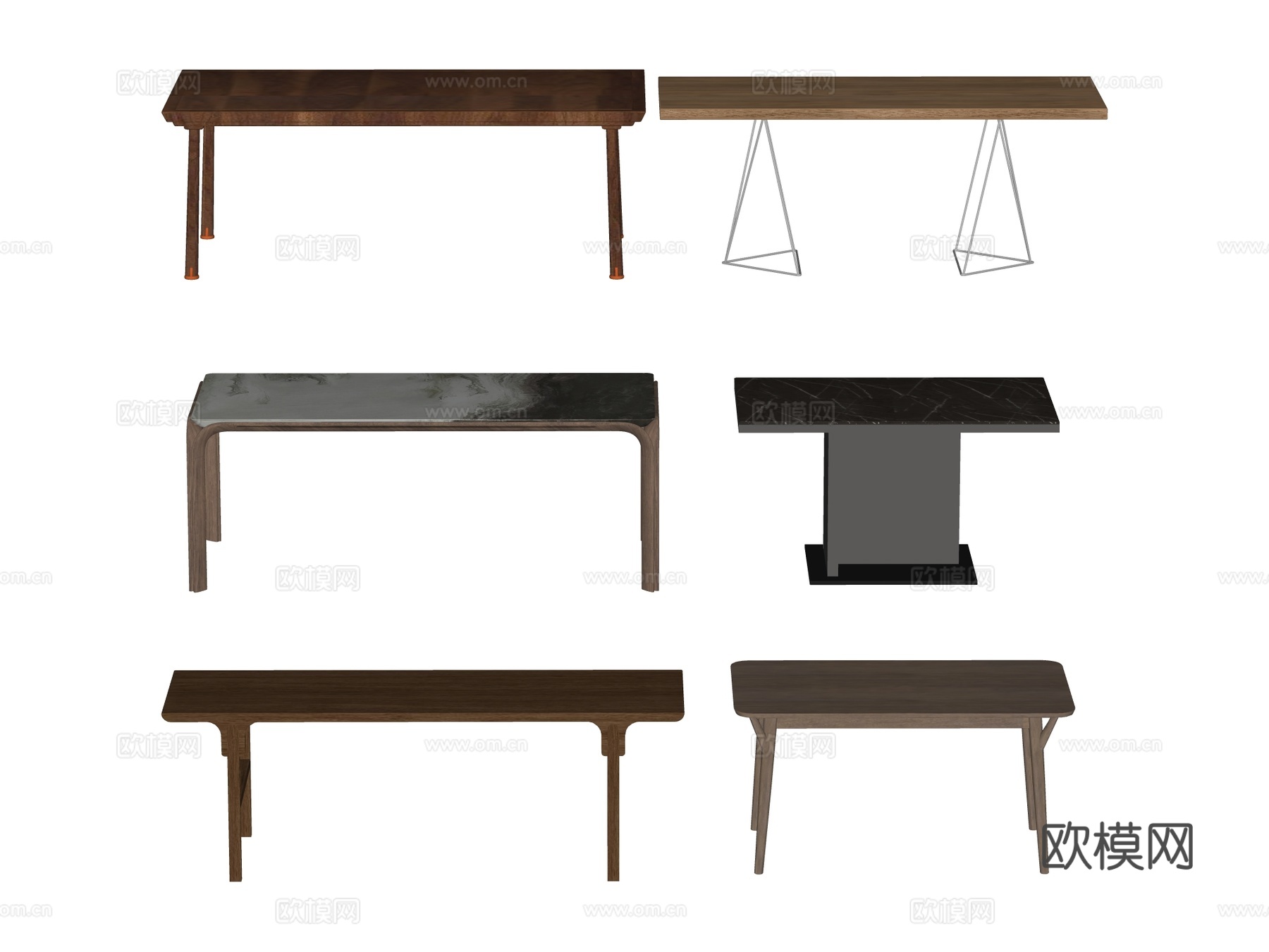 长桌 餐桌 茶桌 会议桌su模型
