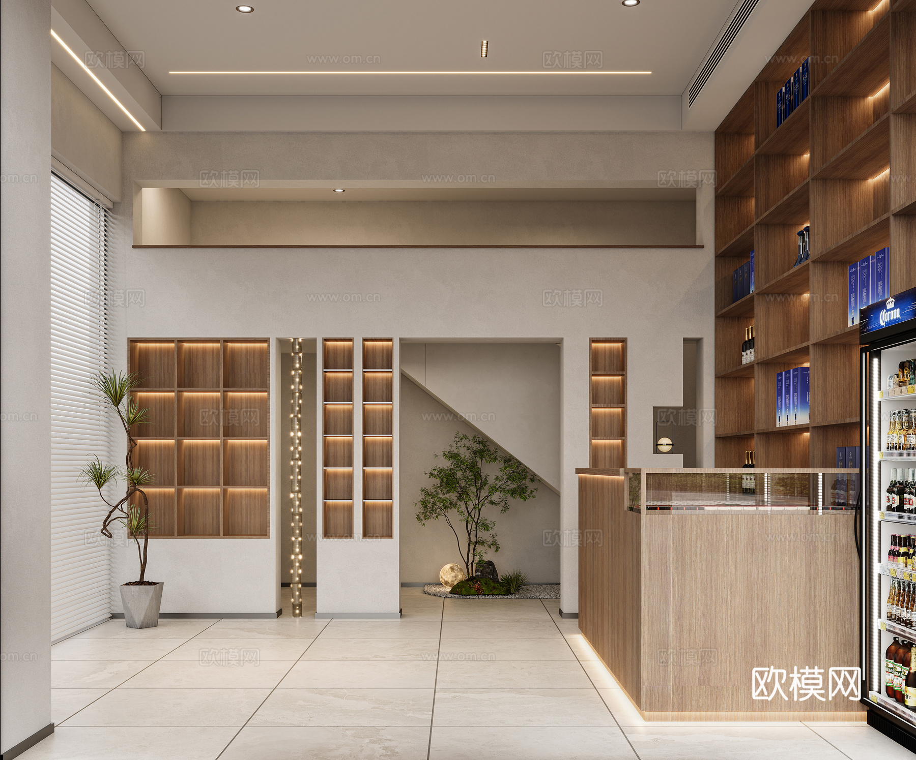 现代烟酒店3d模型下载（渲染图2）