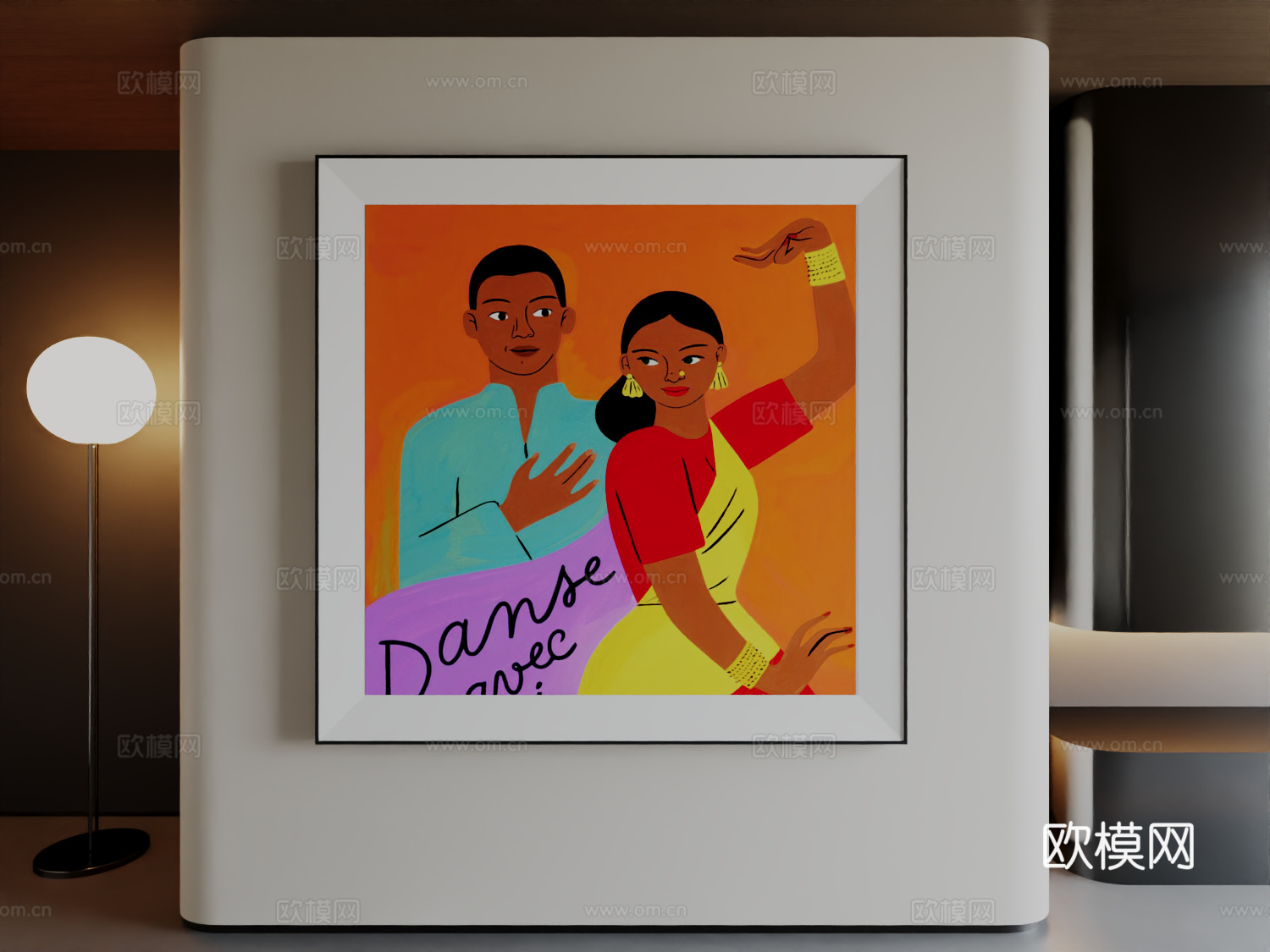 现代极简高级意式挂画3d模型下载