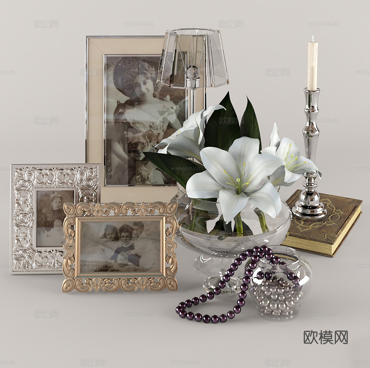 床头柜摆件3d模型下载