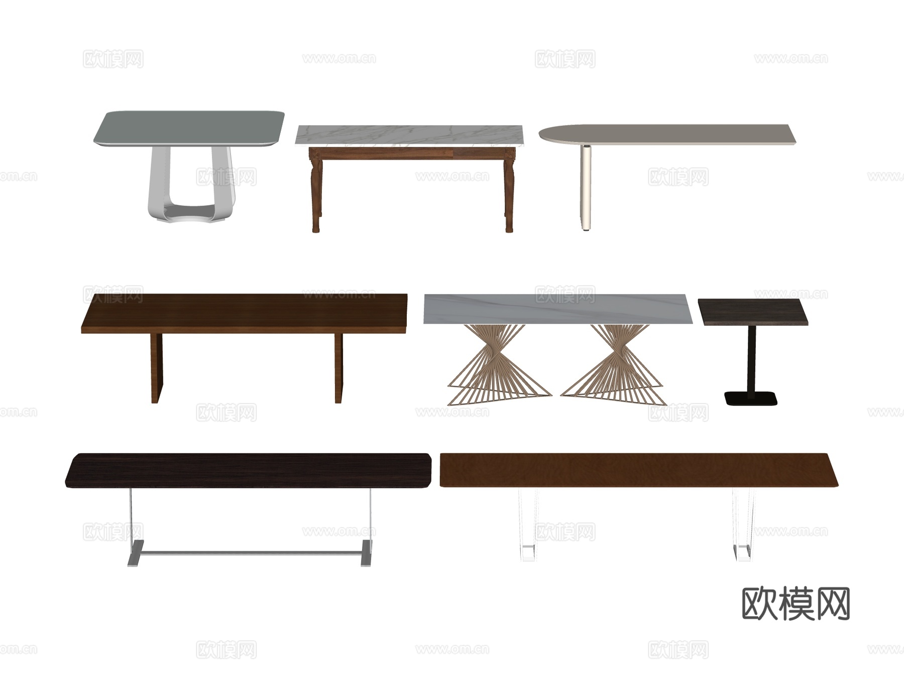 长桌 餐桌 茶桌 会议桌su模型