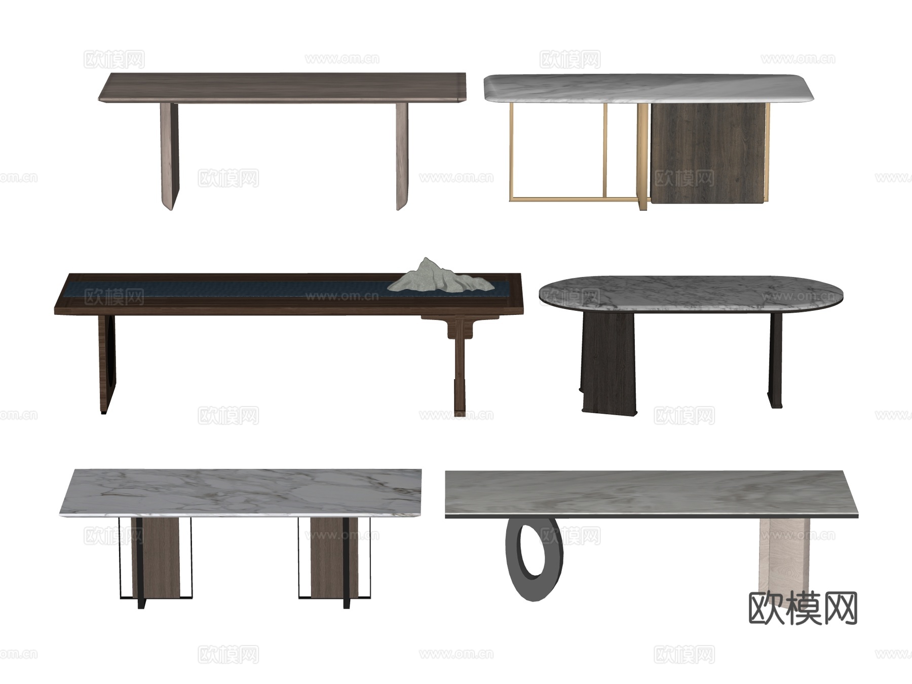 长桌 餐桌 茶桌 会议桌su模型