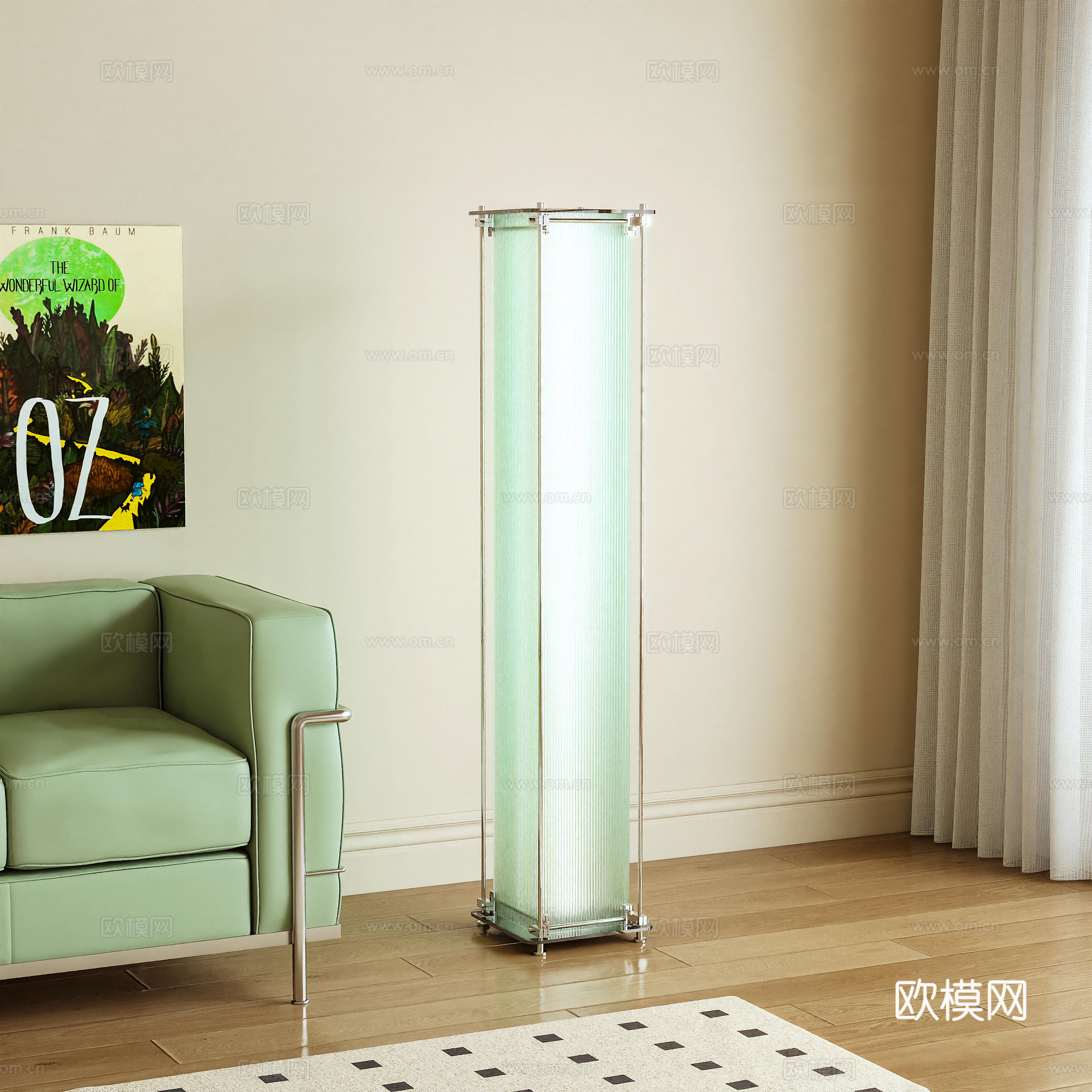 落地灯 金属灯 玻璃灯3d模型下载