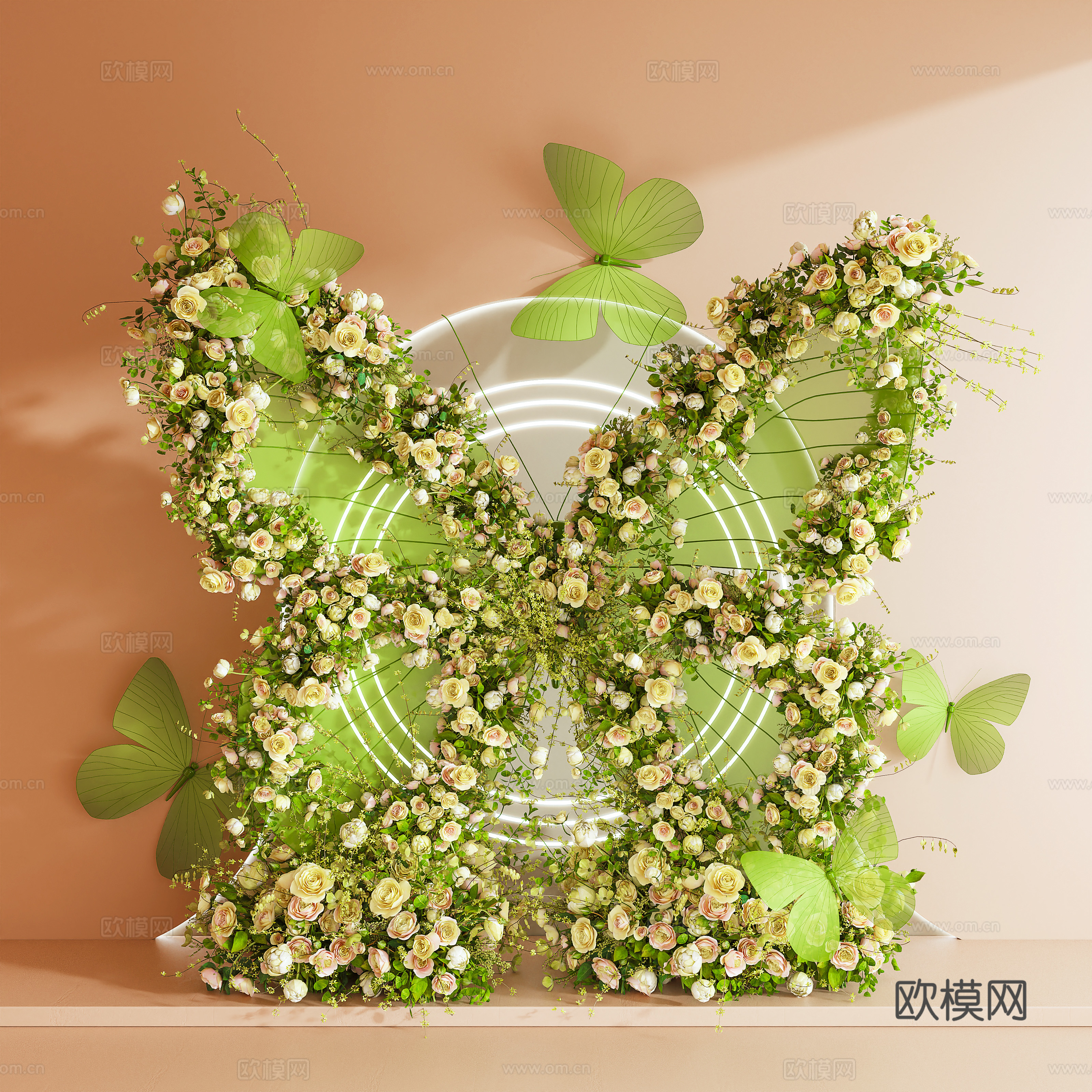 美陈 花艺装置 蝴蝶 艺术装置3d模型下载