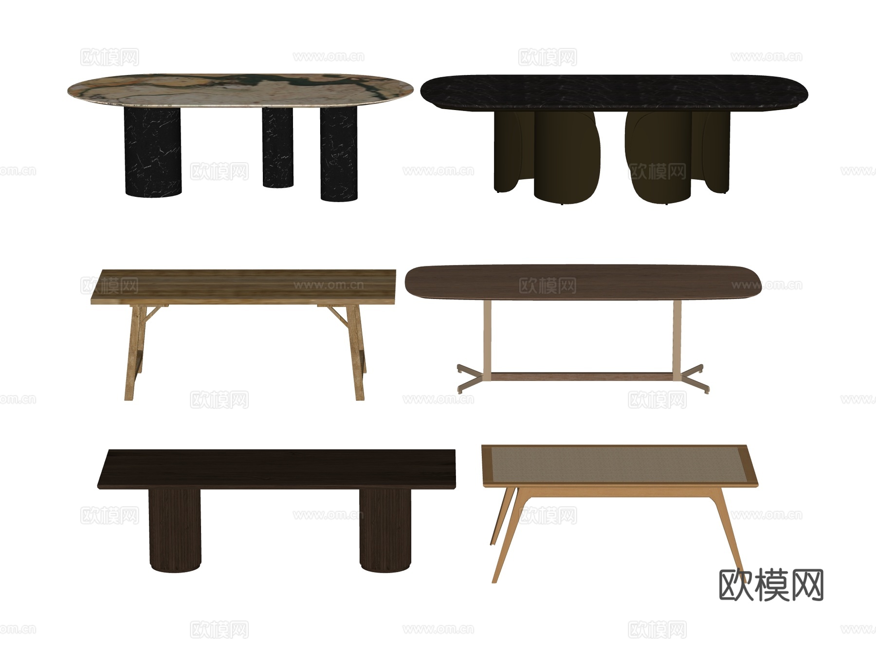 长桌 餐桌 茶桌 会议桌su模型