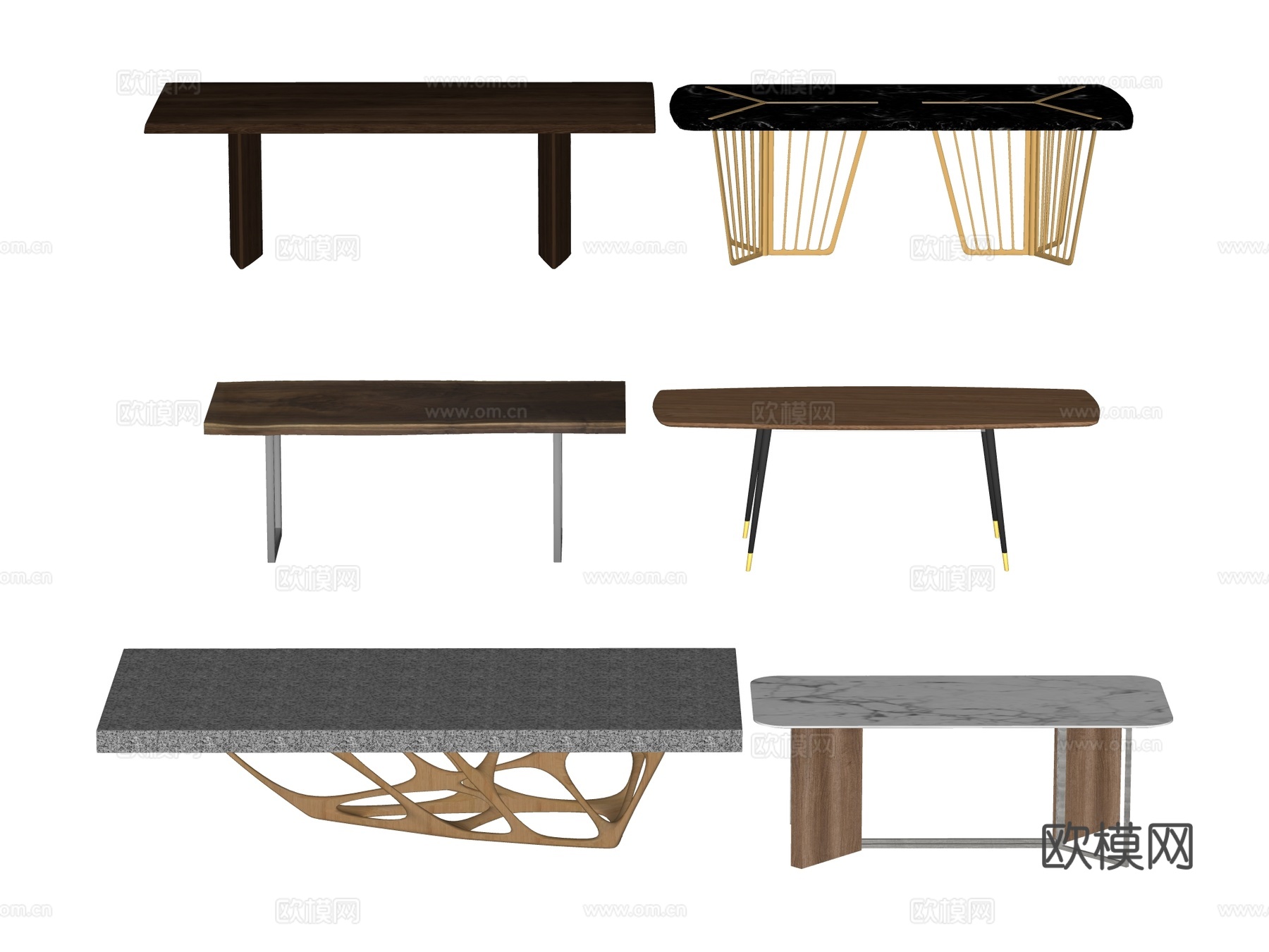 长桌 餐桌 茶桌 会议桌su模型