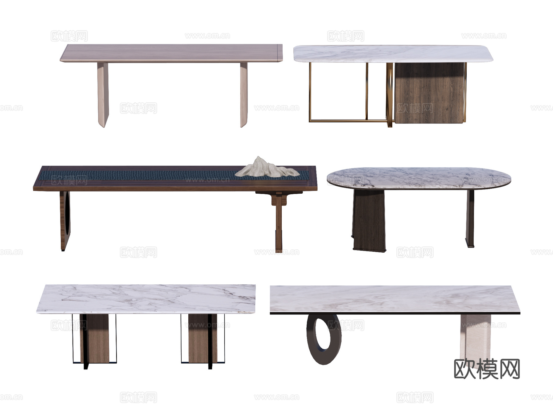 长桌 餐桌 茶桌 会议桌su模型