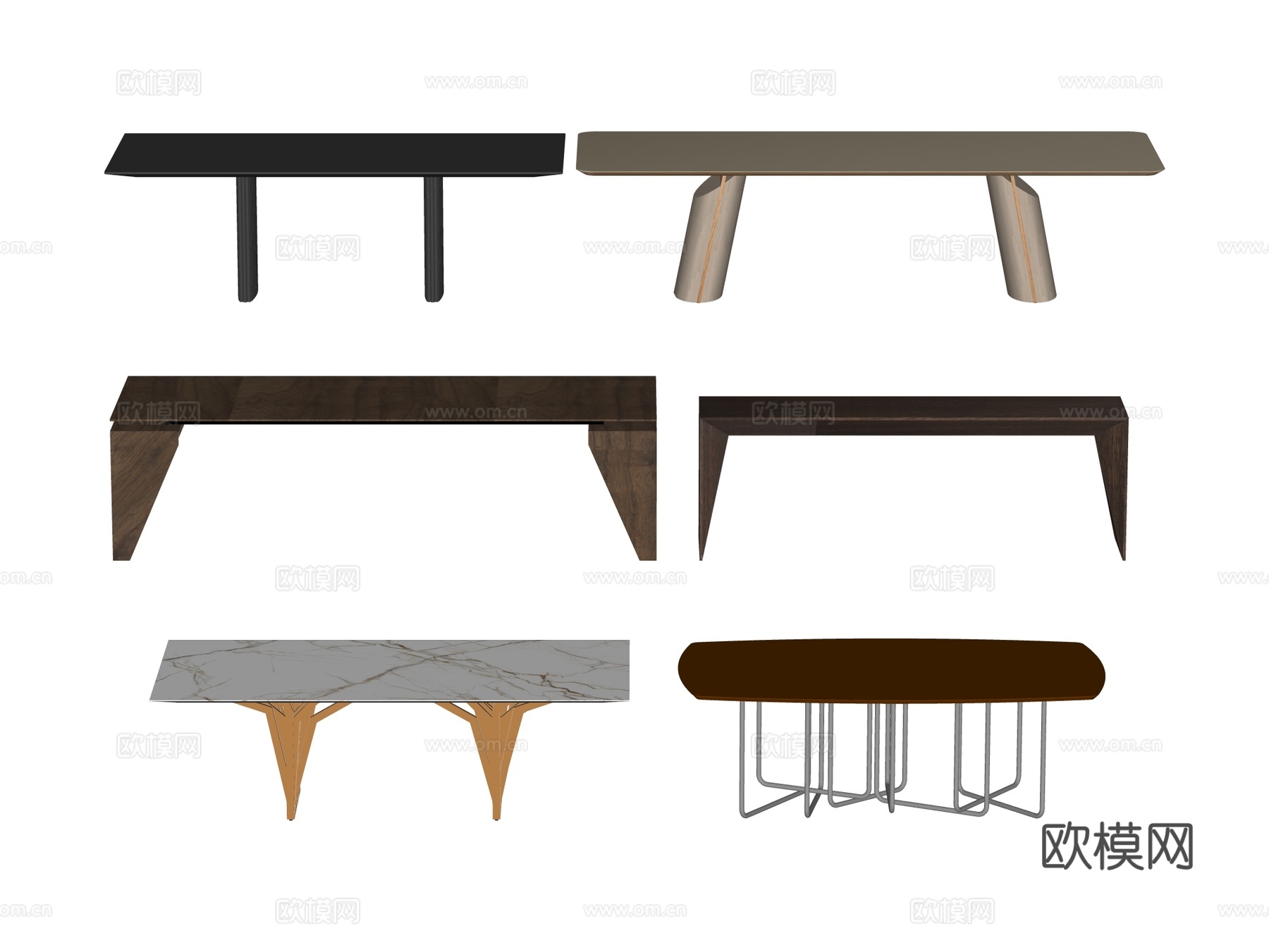 长桌 餐桌 茶桌 会议桌su模型