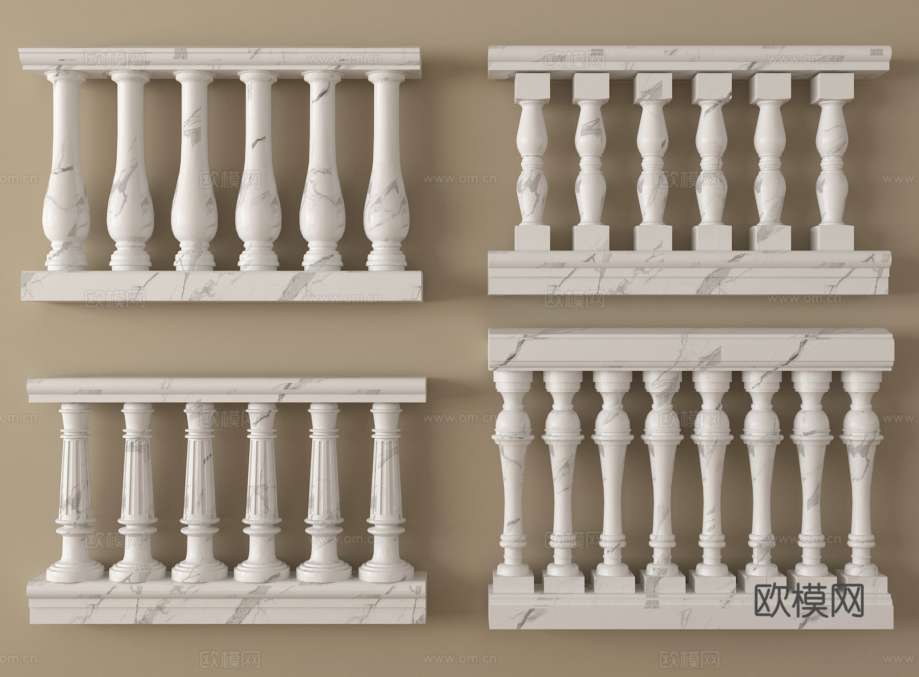 欧式栏杆 护栏 阳台护栏 宝瓶柱子3d模型下载