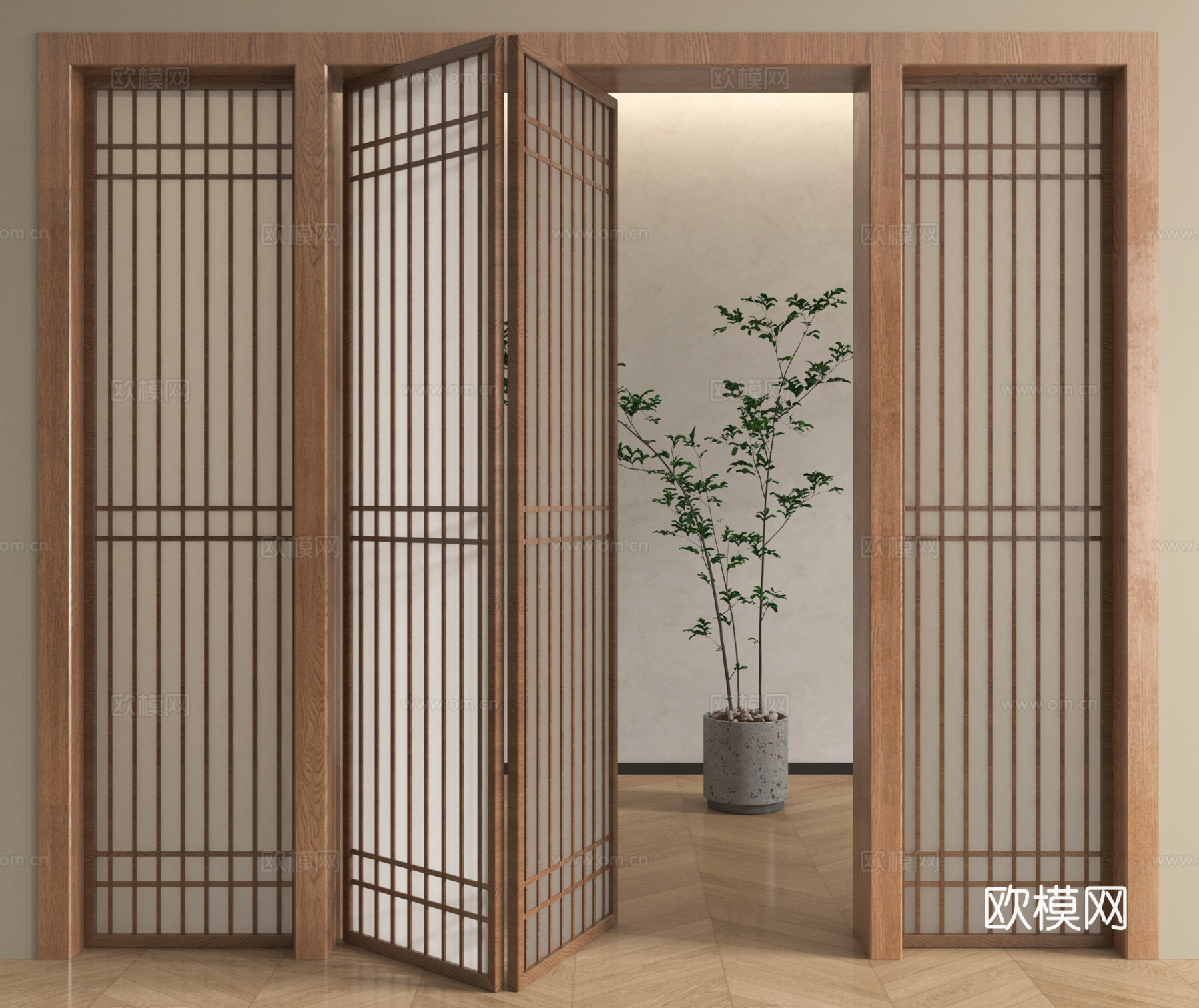 日式折叠门su模型