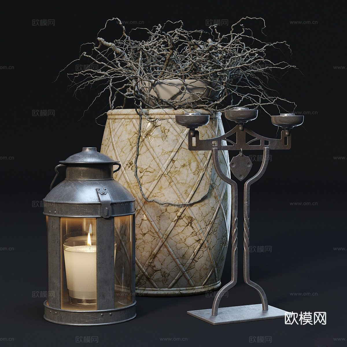风灯盆景摆件3d模型
