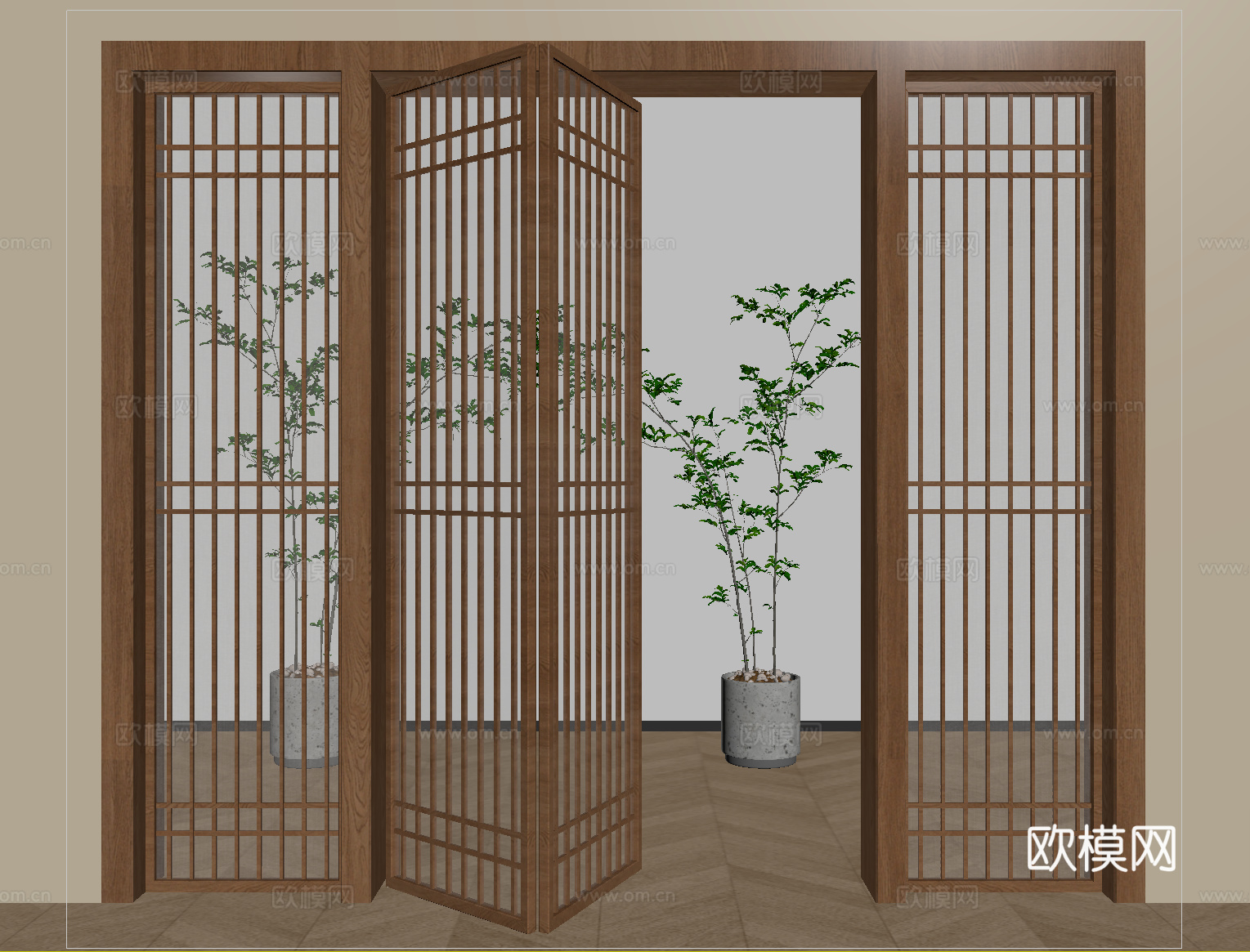 日式折叠门su模型