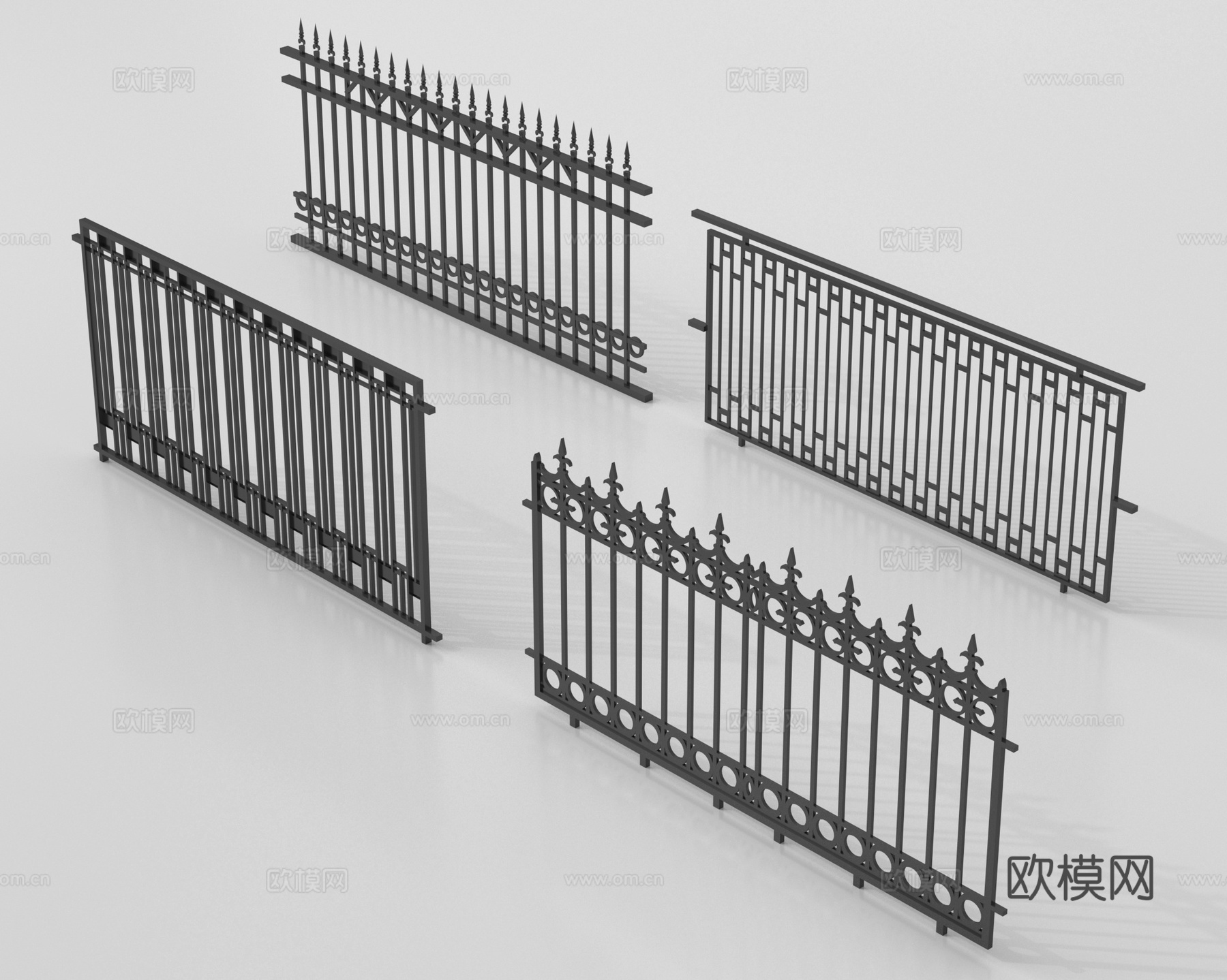 现代围栏护栏 铁艺栏杆3d模型