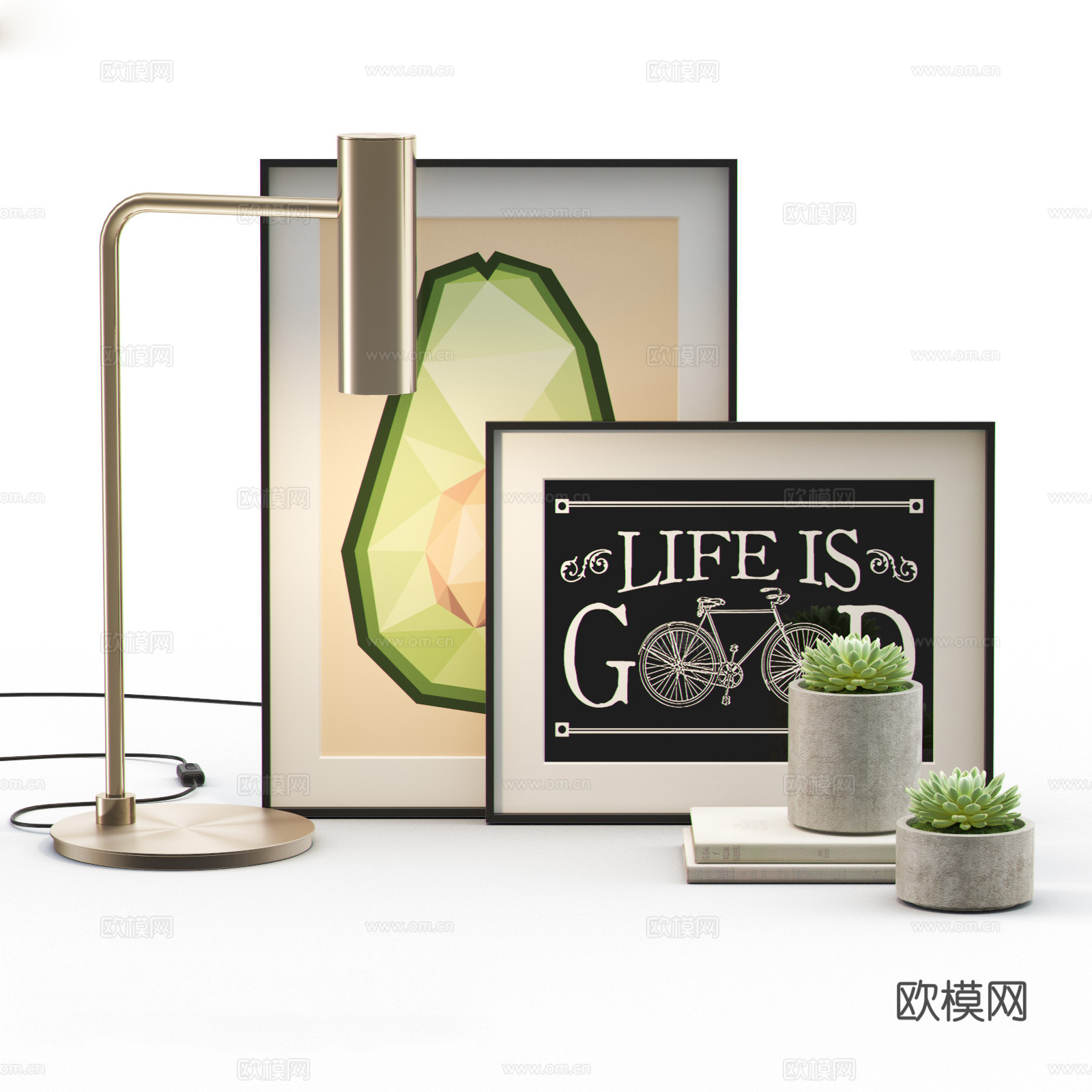 台灯绿植摆件3d模型