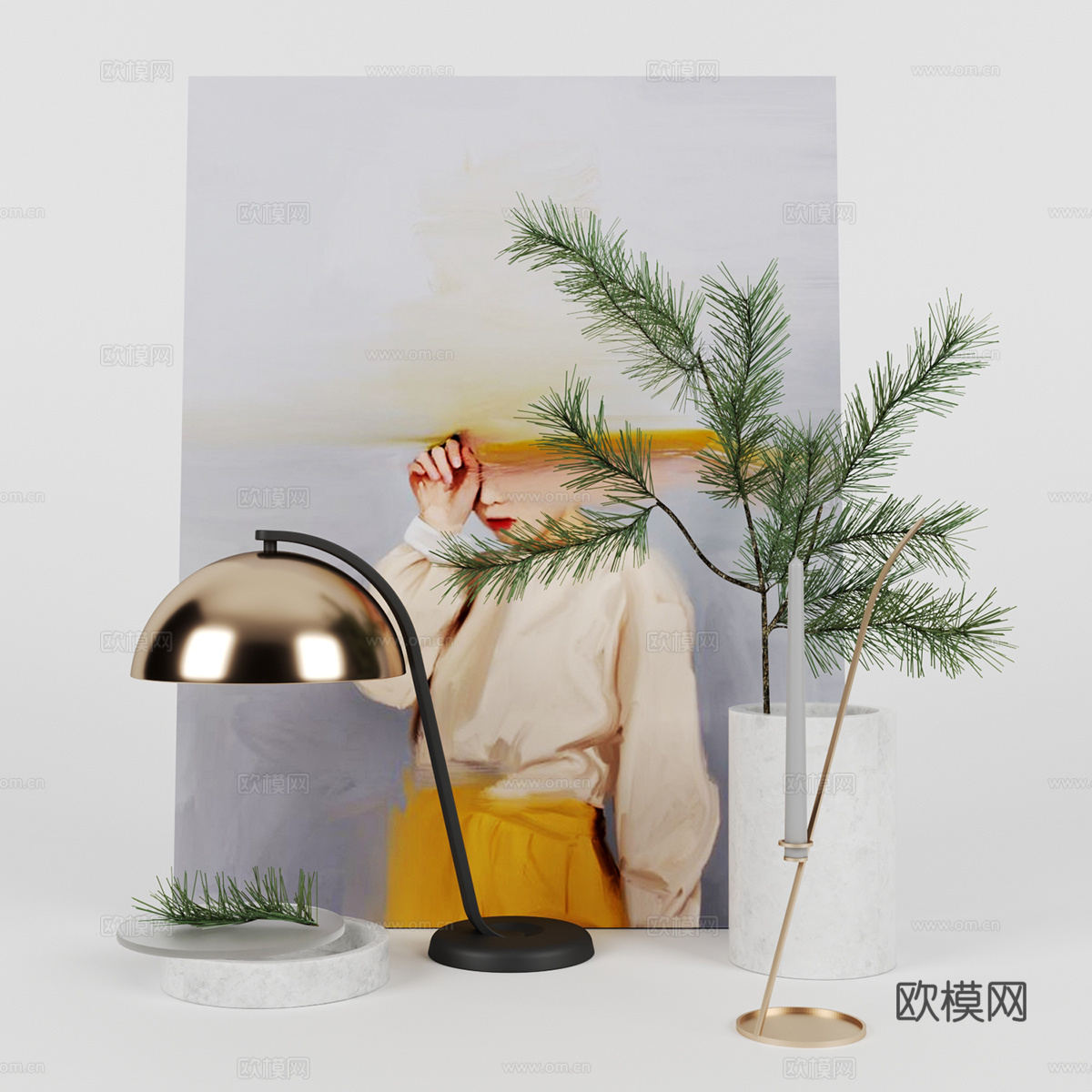 台灯花艺摆件3d模型