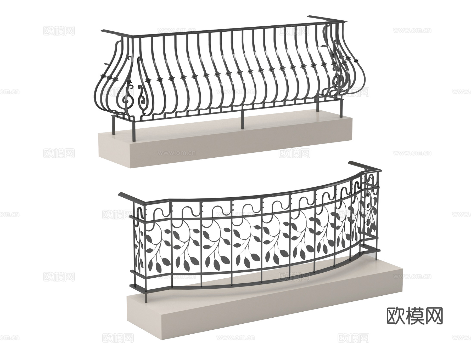 法式栏杆 铁艺栏杆 围栏护栏 阳台护栏3d模型