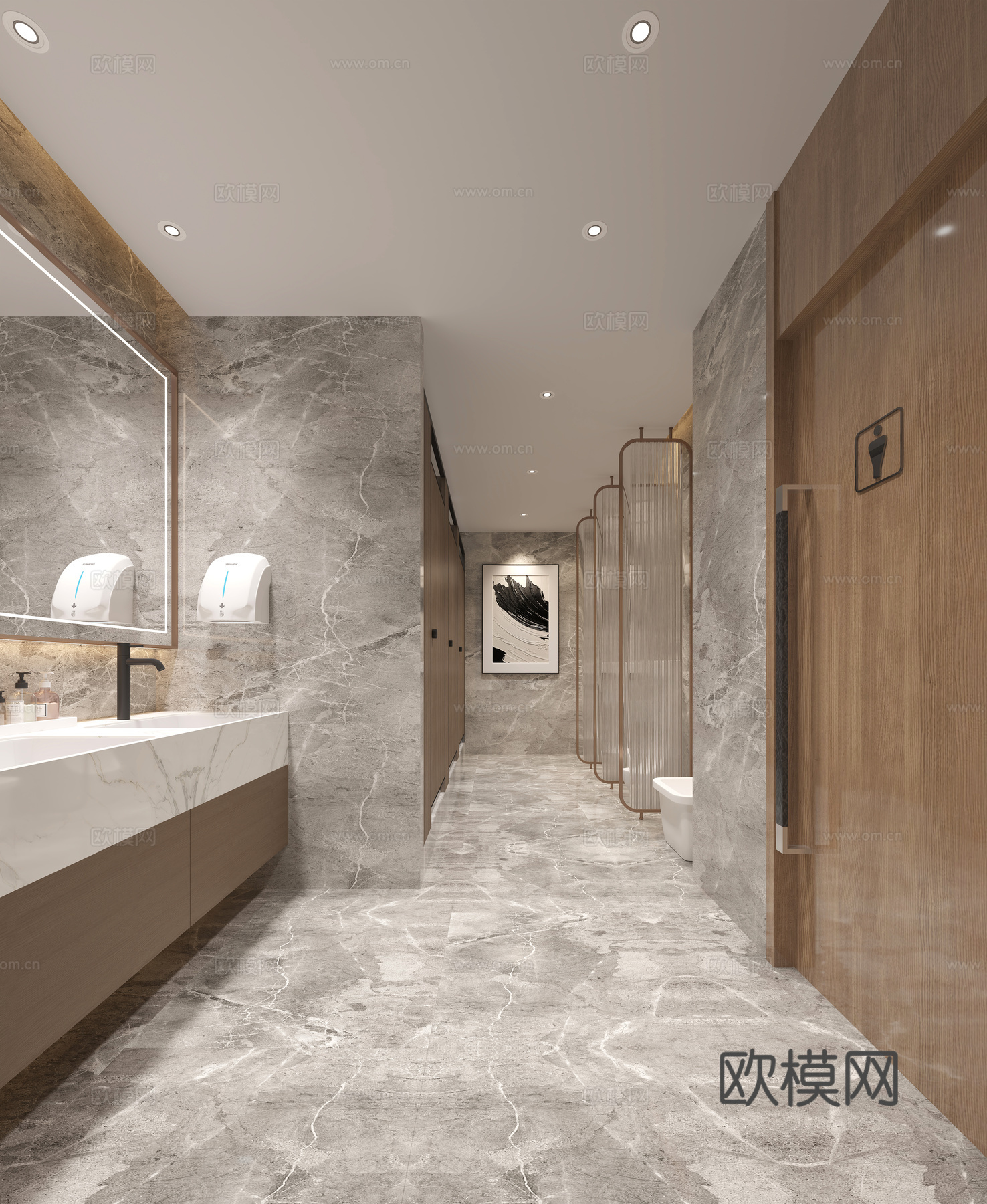 现代公共卫生间3d模型下载（渲染图1）