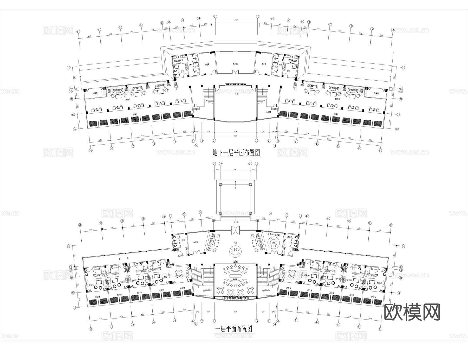 10套室内高尔夫球休闲会所训练场CAD施工图cad施工图