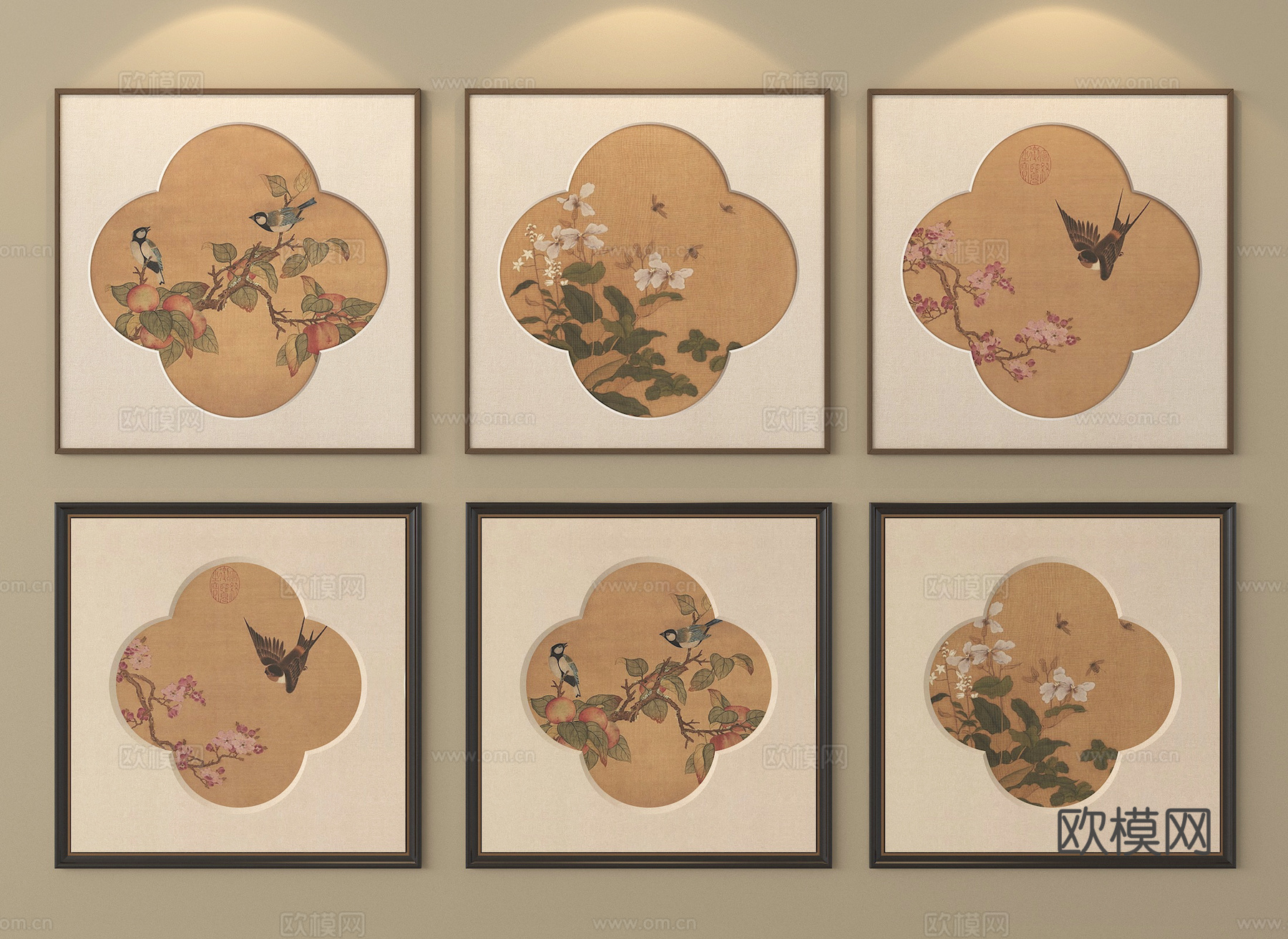 新中式挂画 装饰挂画su模型