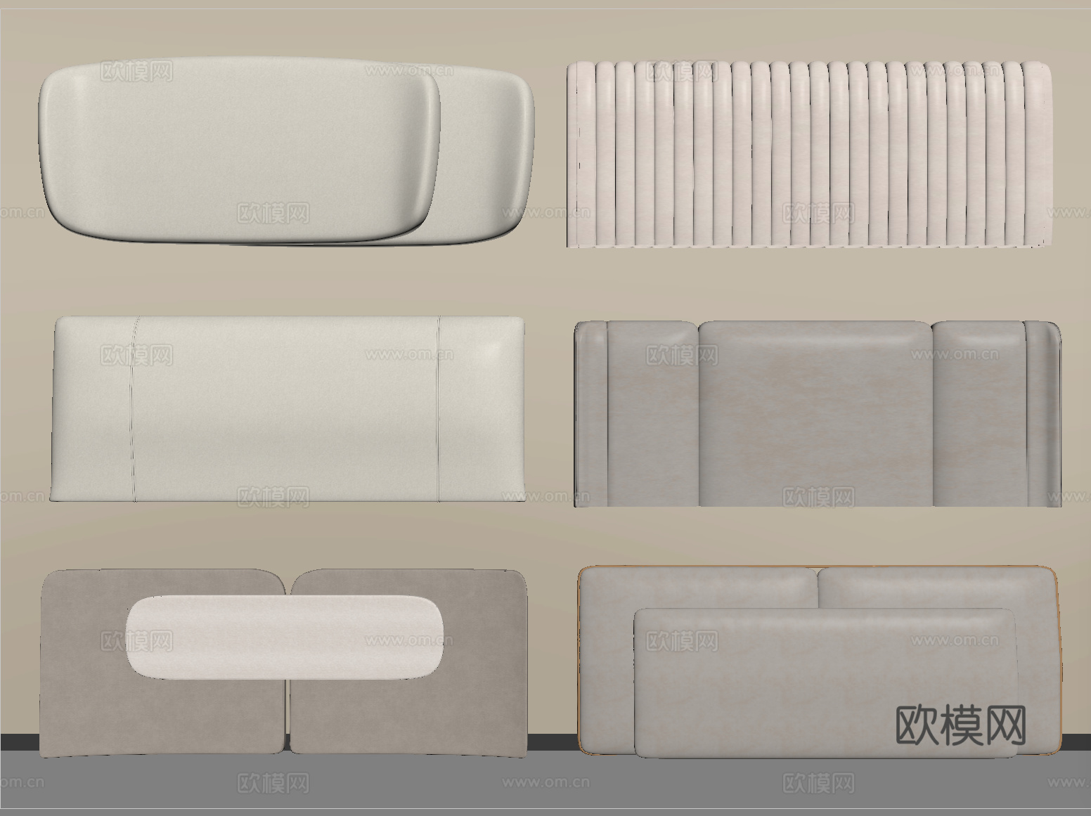 现代床靠背 床品 床头su模型