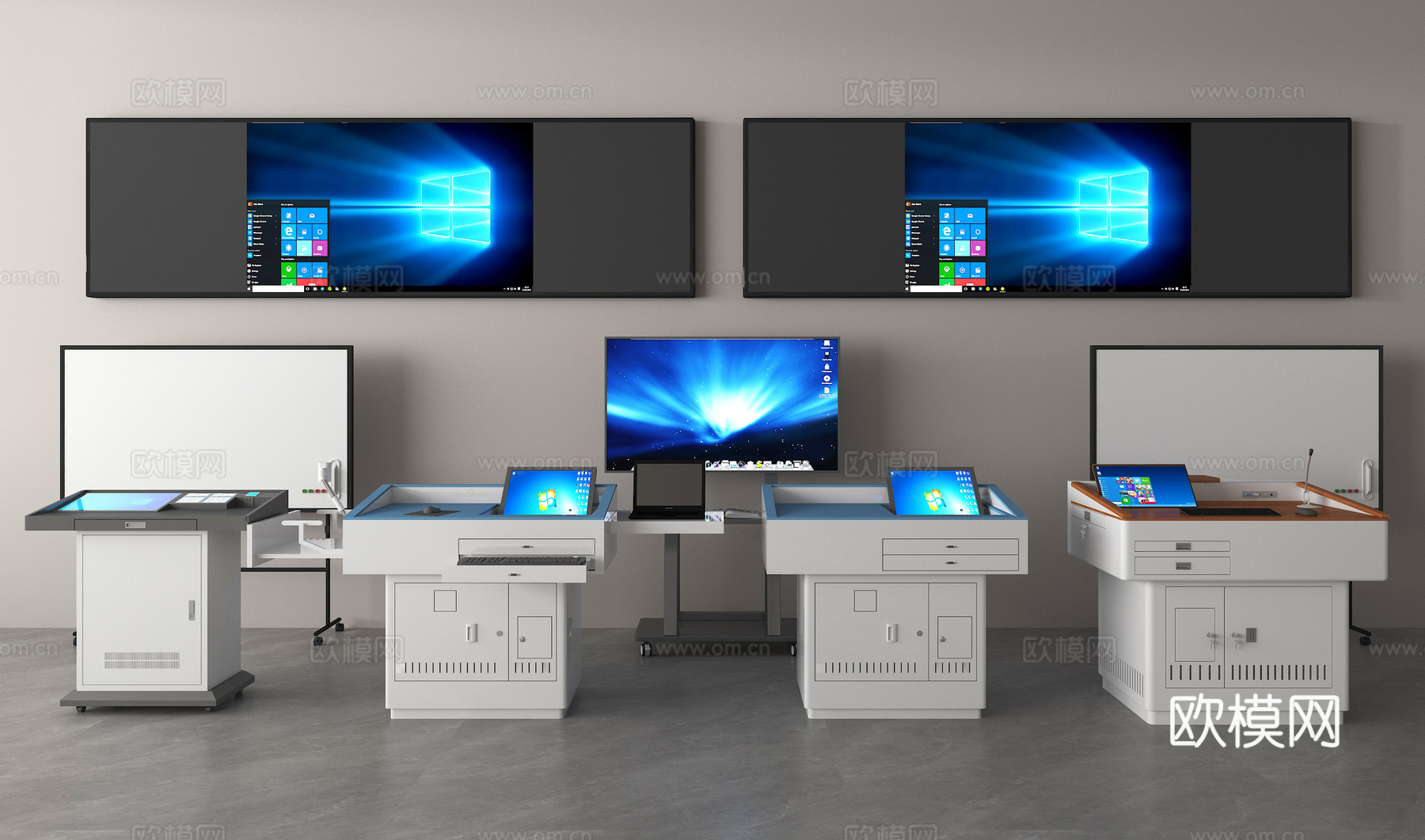 现代讲台 黑板 演讲台su模型