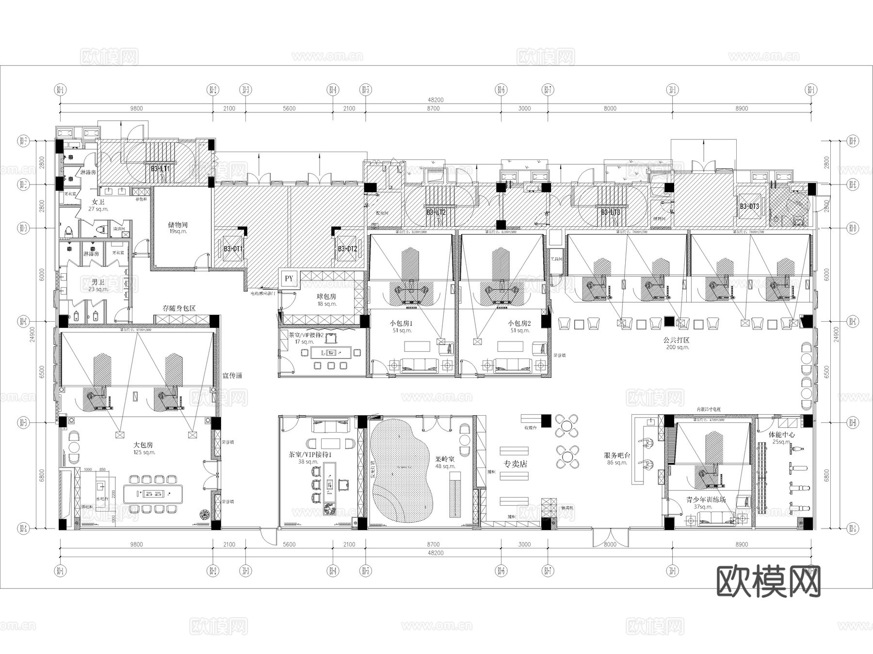 10套室内高尔夫球休闲会所训练场CAD施工图cad施工图