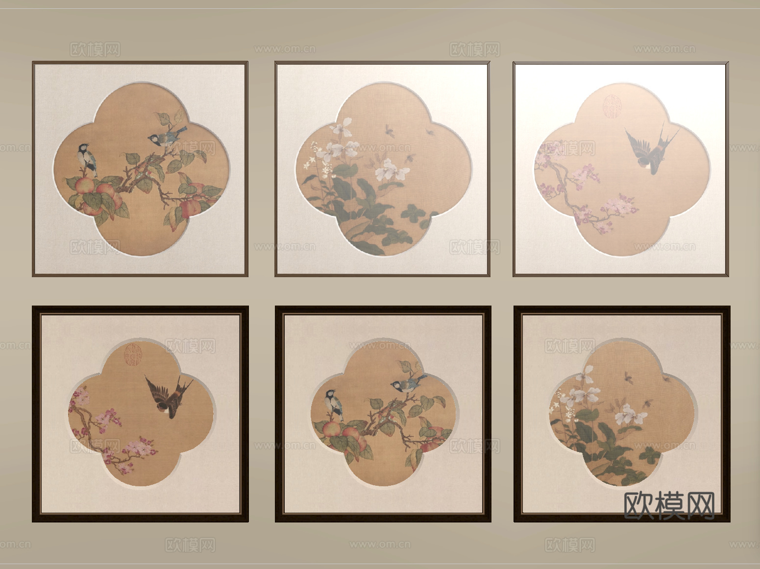 新中式挂画 装饰挂画su模型