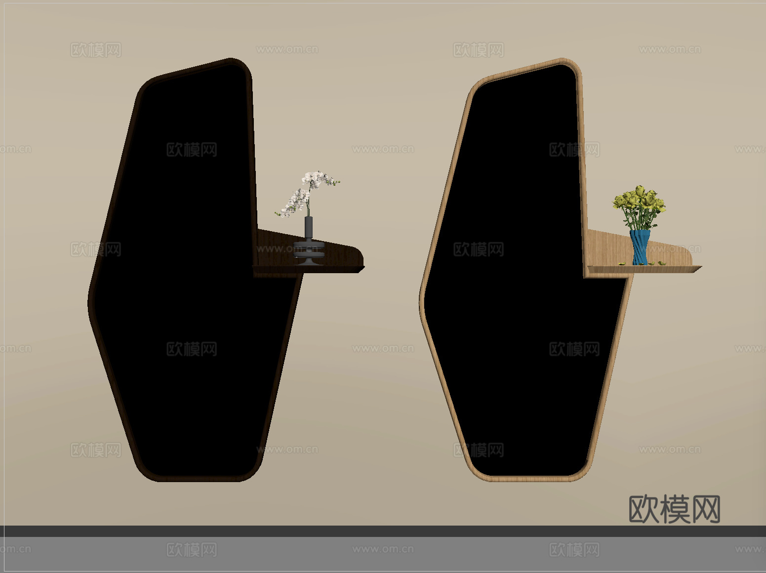 现代化妆镜 穿衣镜 装饰镜 异形镜su模型