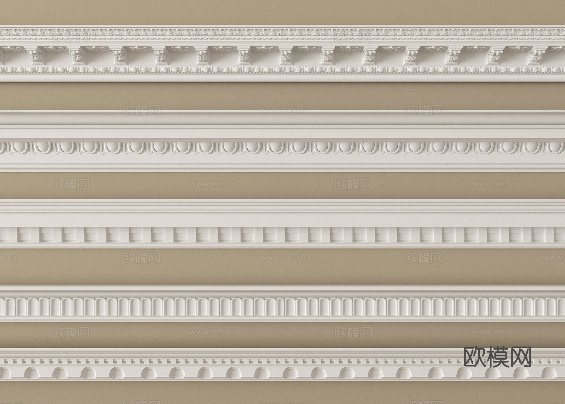 简欧石膏线 石膏构件 线条su模型
