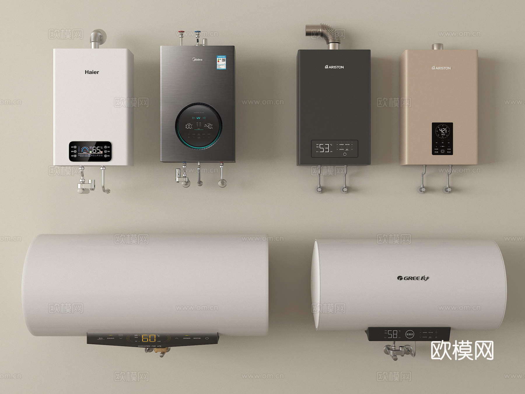 现代热水器 燃气热水器 电热水器3d模型下载