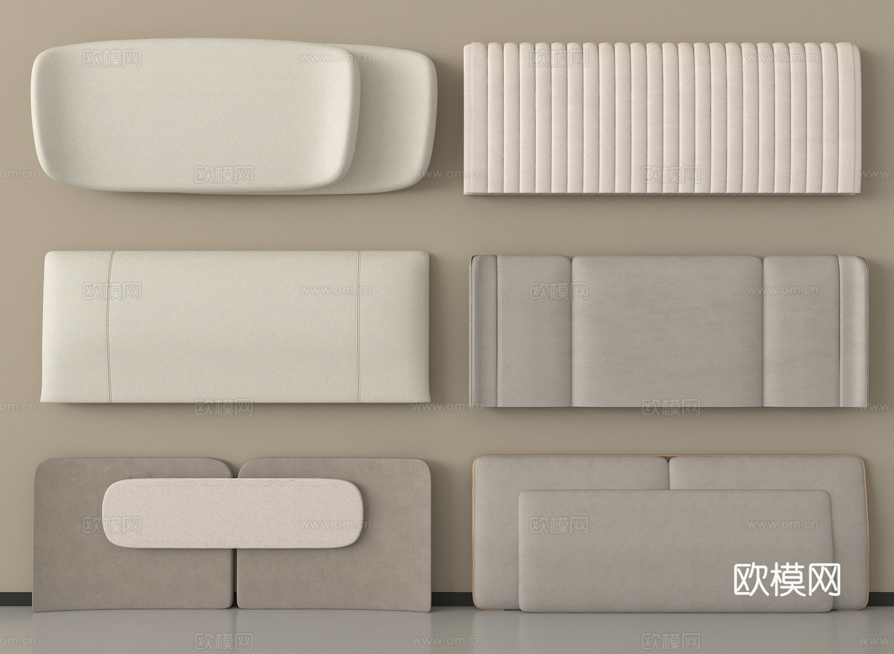 现代床靠背 床品 床头su模型