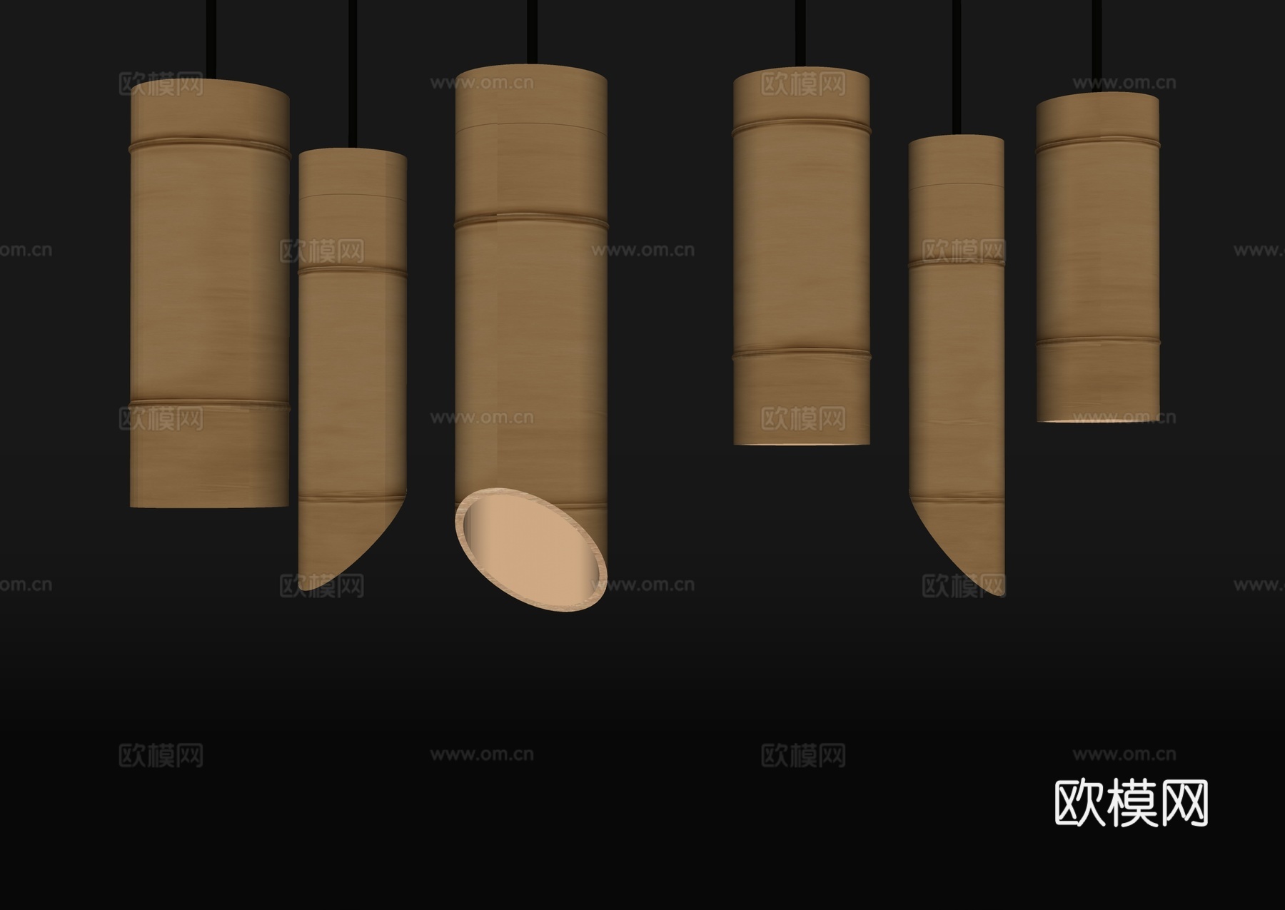 中式竹筒灯 竹筒庭院灯 创意景观灯 竹筒地灯 竹子灯 竹子装su模型