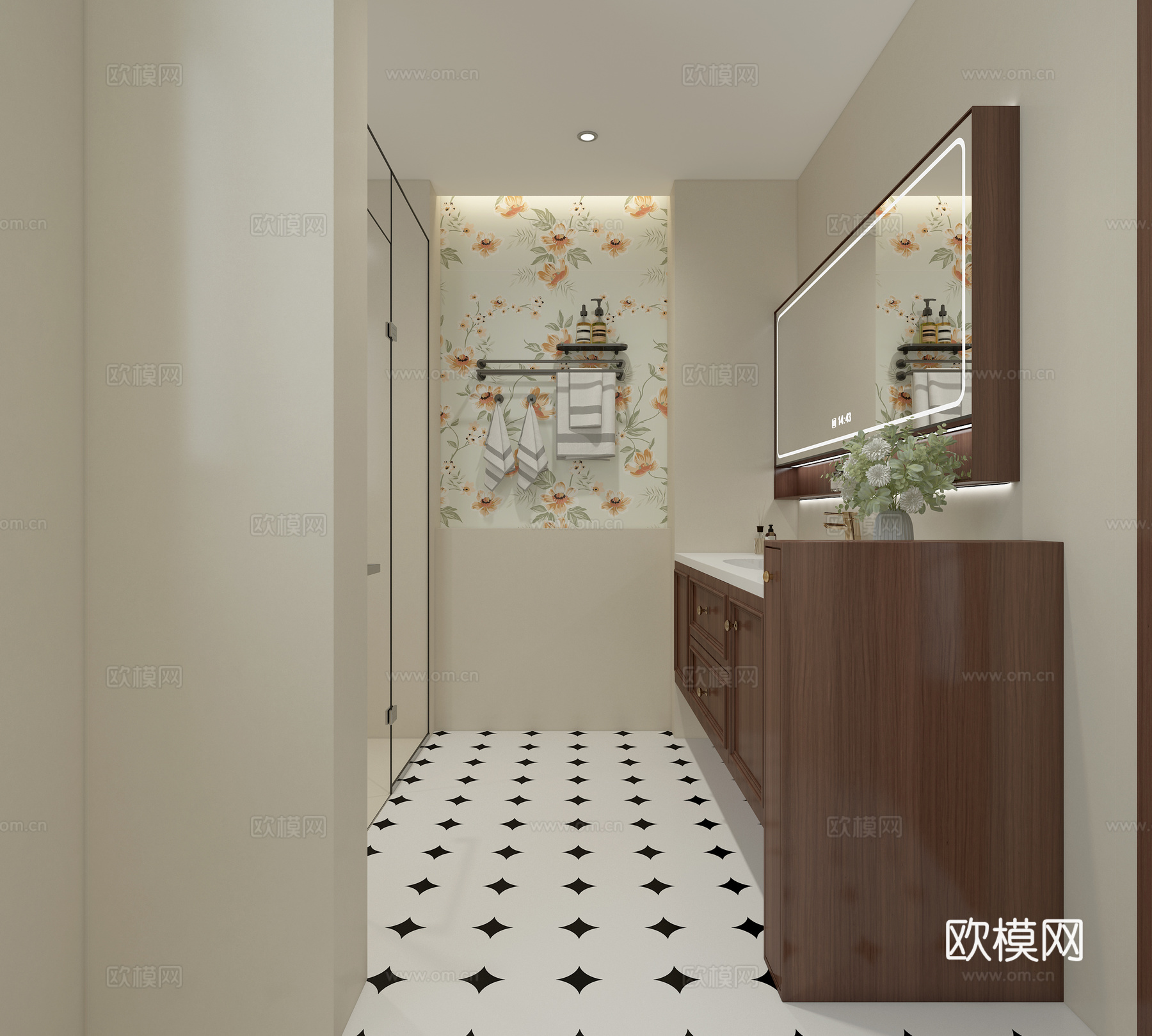 美式卫生间3d模型