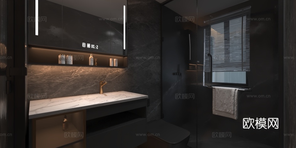 现代轻奢洗漱台3d模型下载