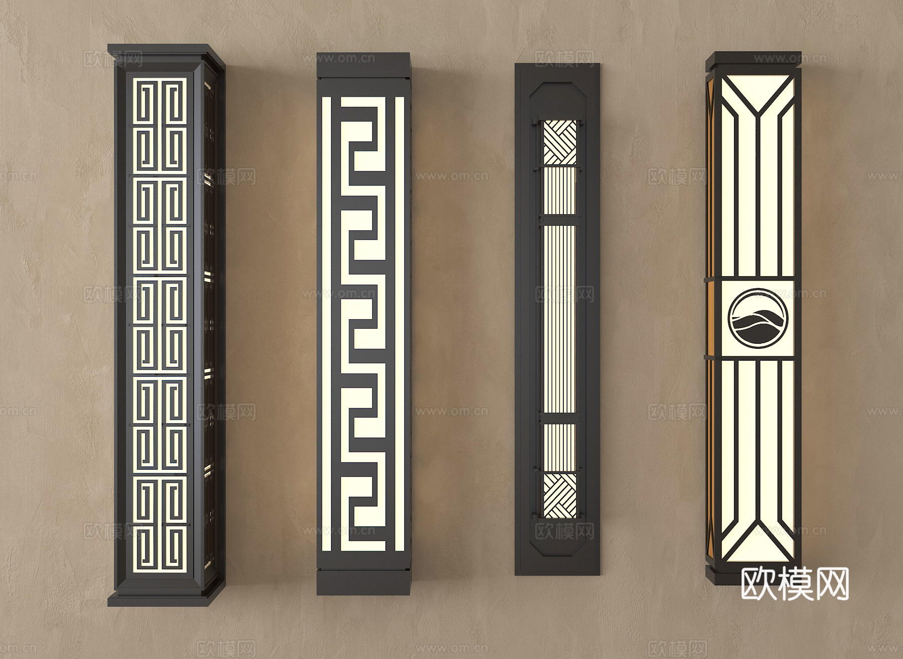 新中式壁灯 金属壁灯3d模型下载