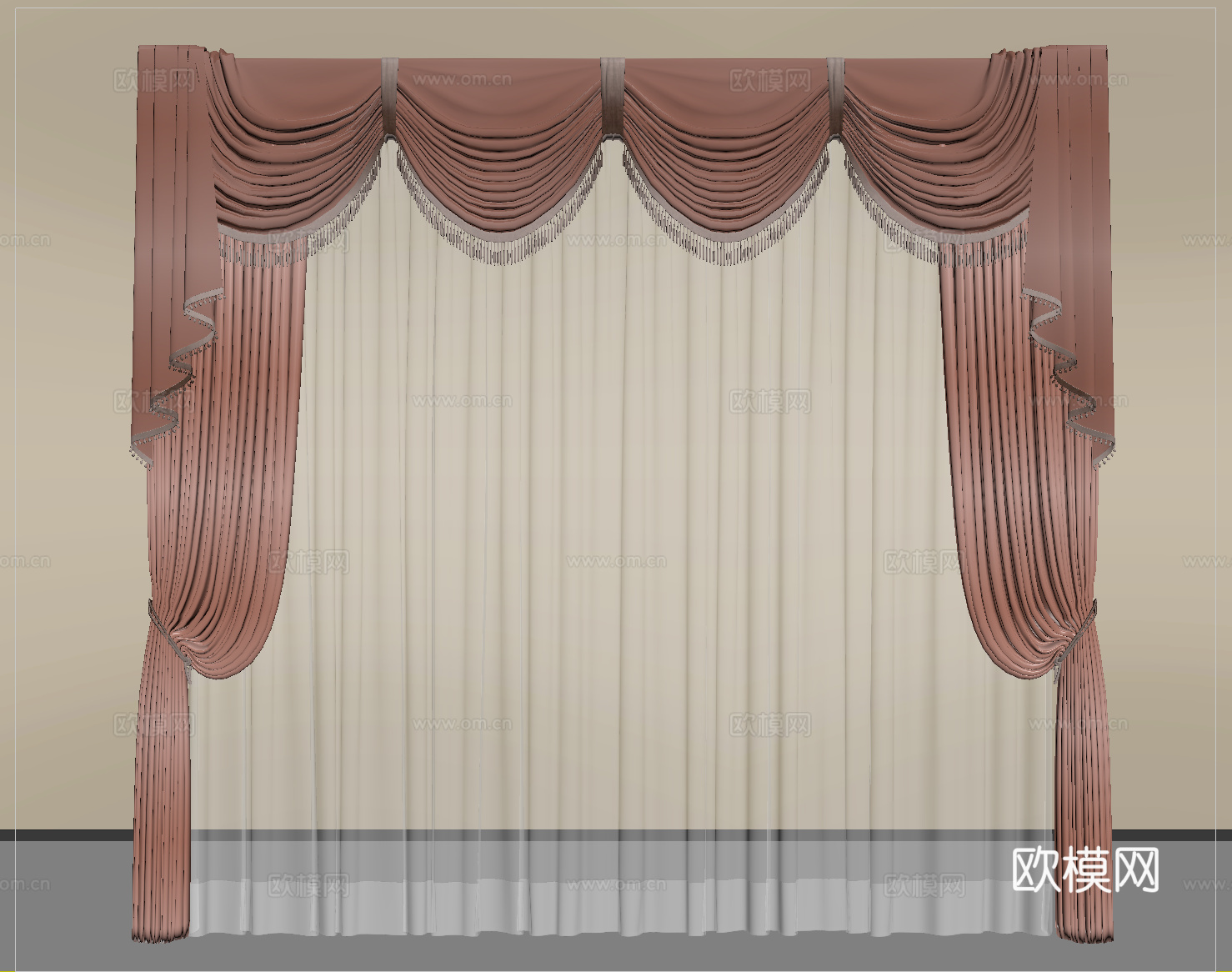 现代窗帘 布帘 纱帘 褶帘 布艺窗帘su模型