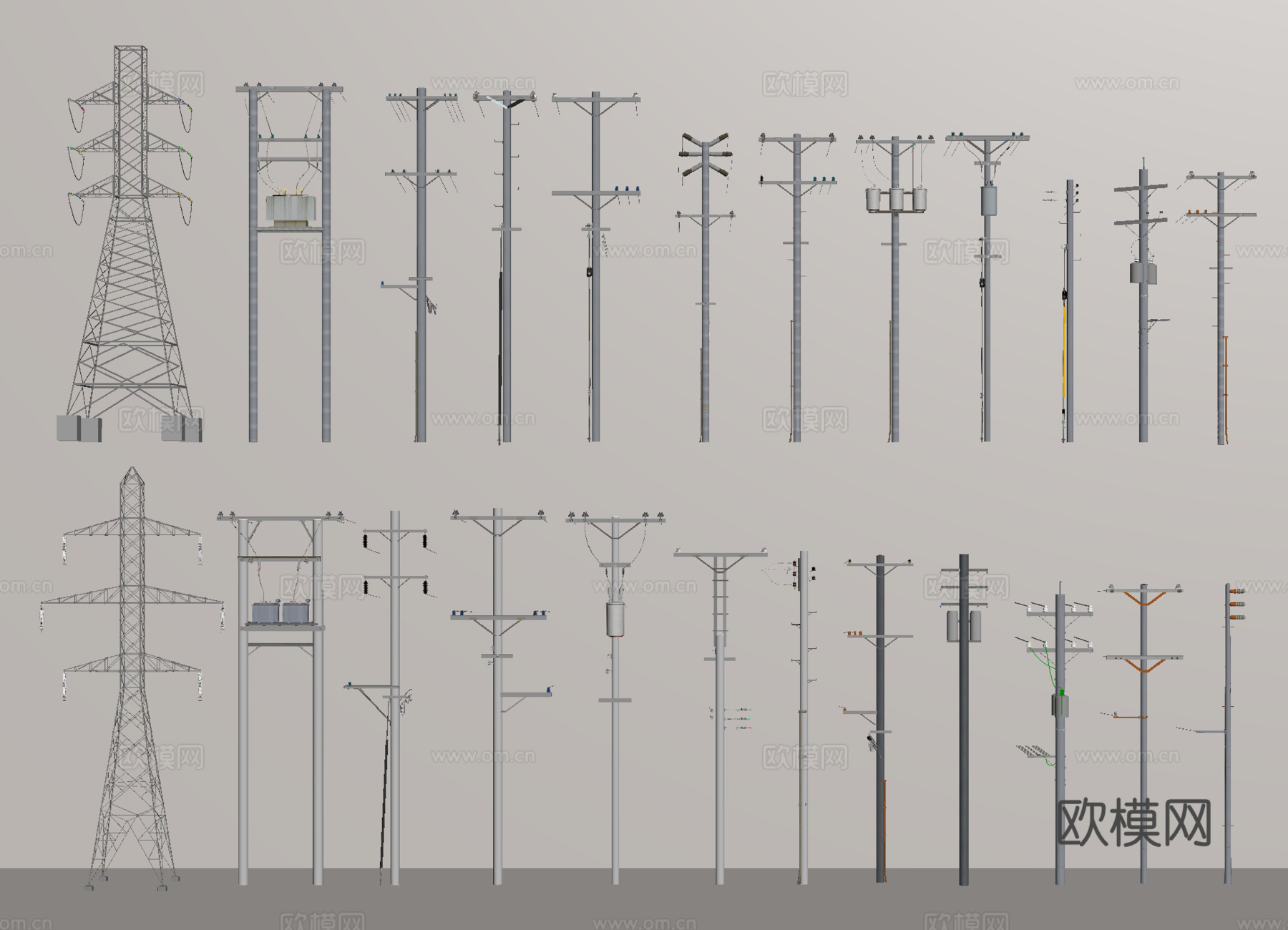 高压电塔 电线杆 电塔su模型