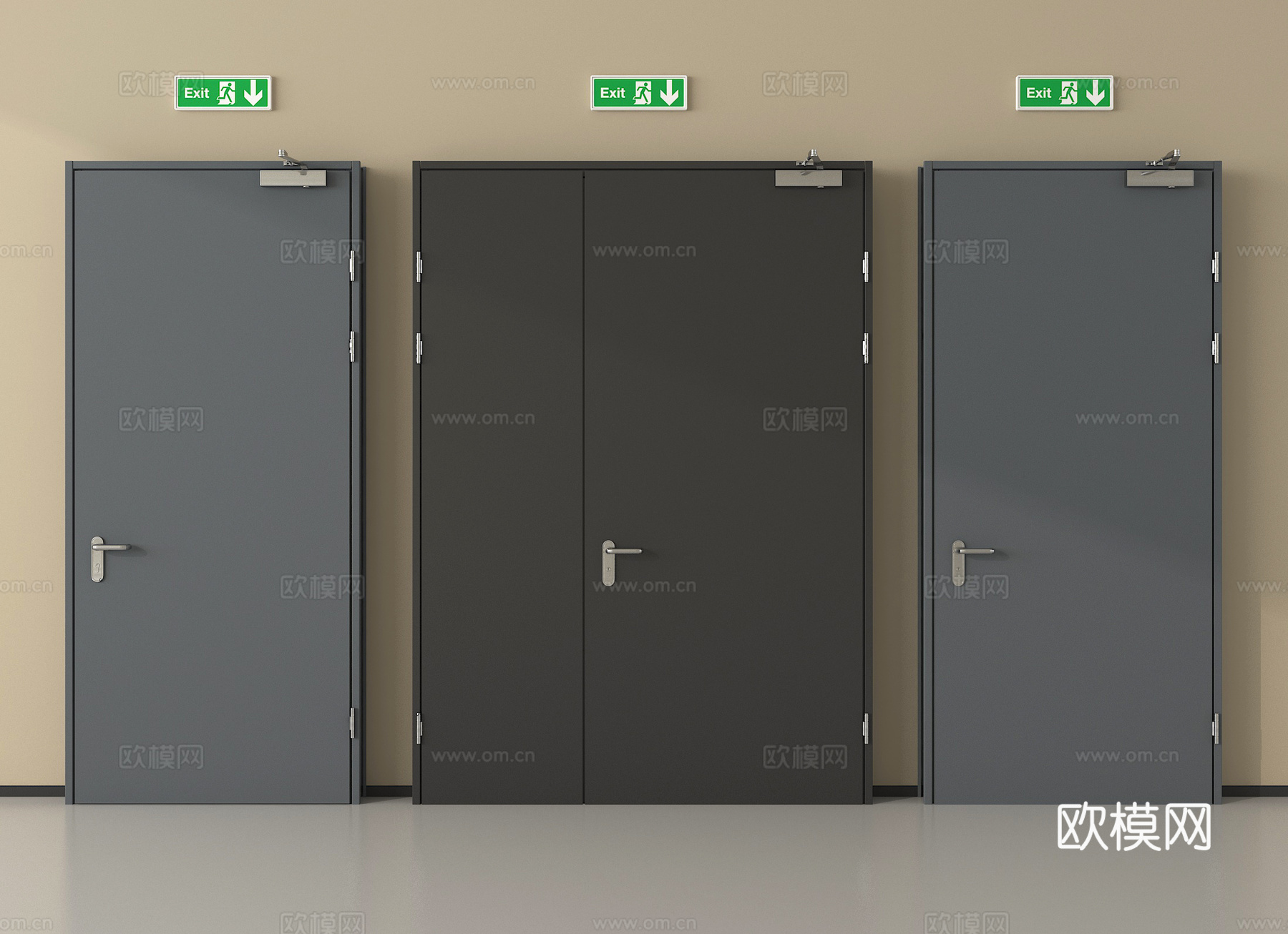 现代消防门 防火门 安全出口su模型
