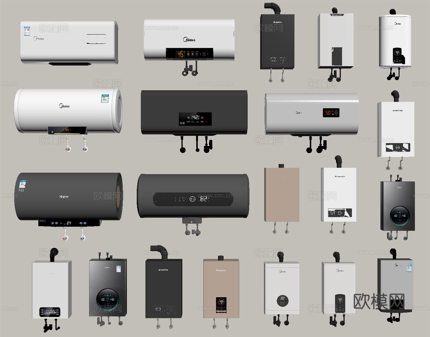 现代热水器 燃气热水器 电热水器su模型