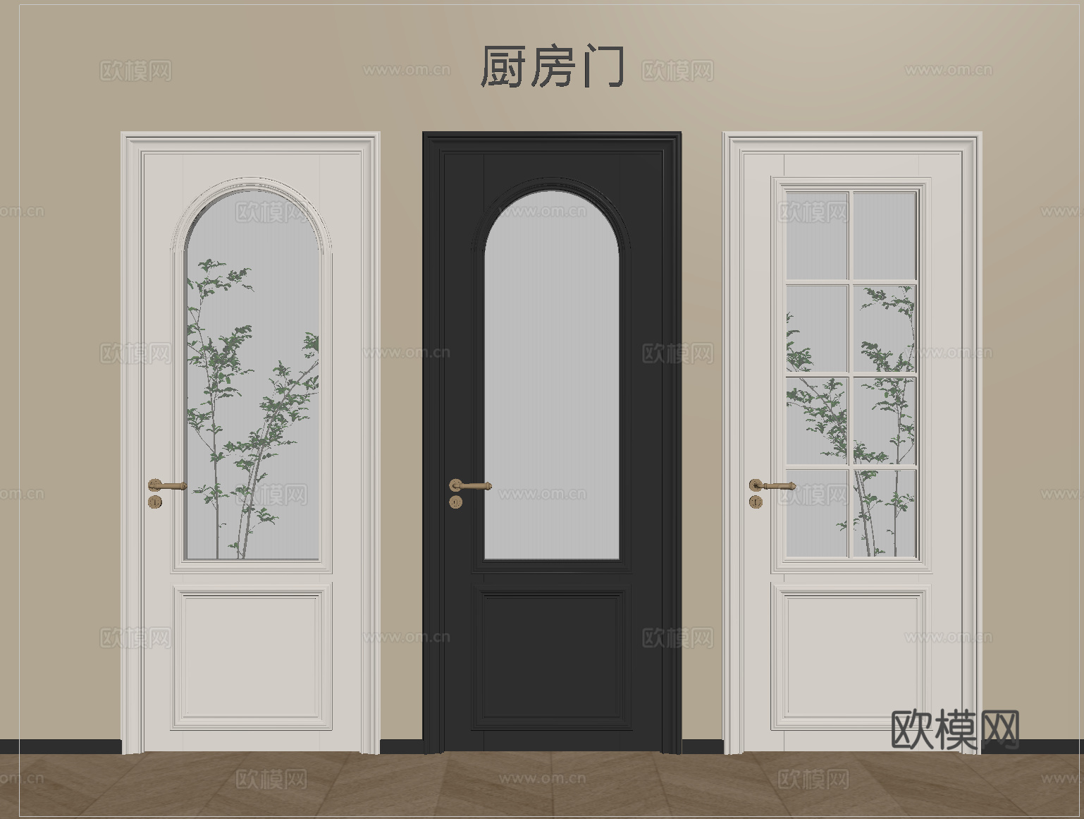 法式单开门 玻璃门 卧室门 厨卫门su模型