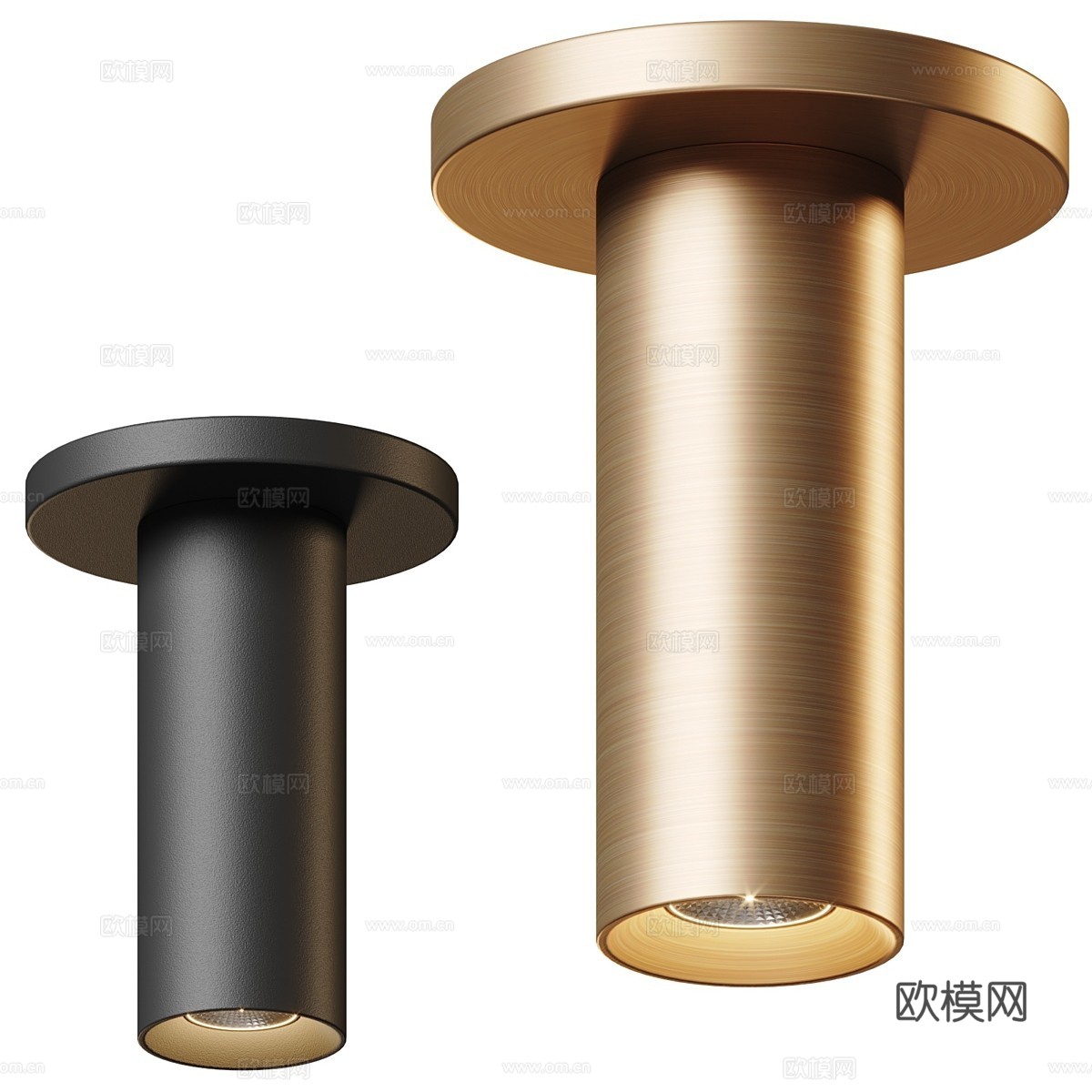 现代明装金属射灯3d模型下载（渲染图1）