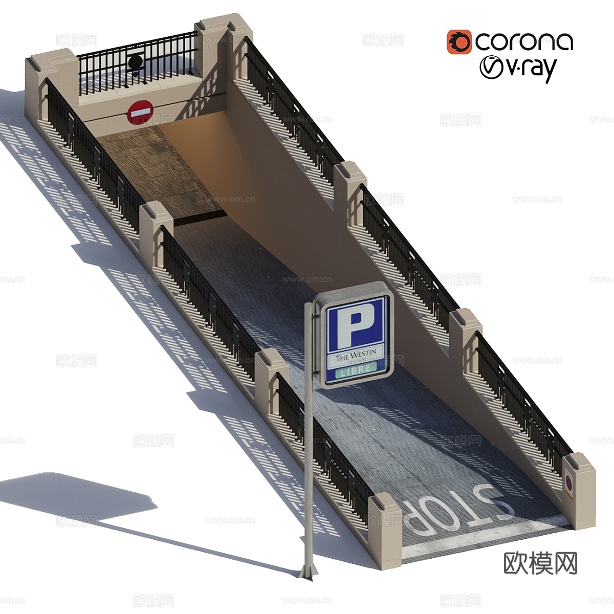 通往地下车库的入口出口3d模型