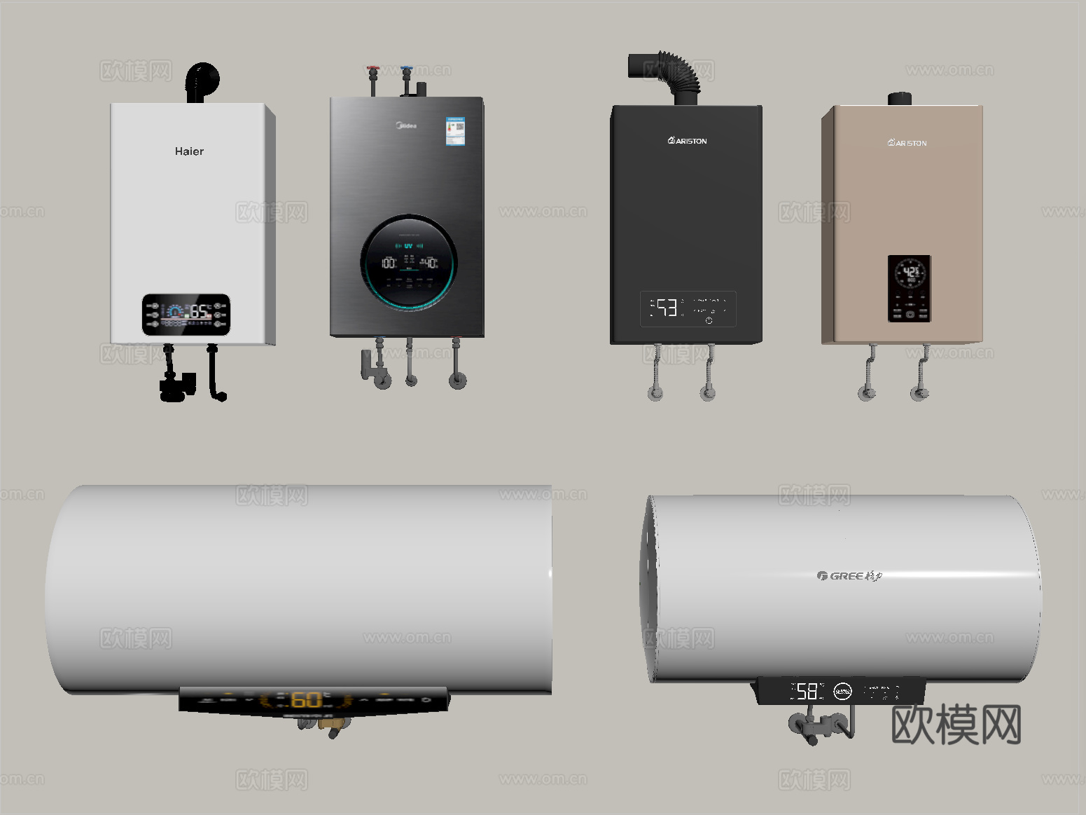 现代热水器 燃气热水器 电热水器su模型