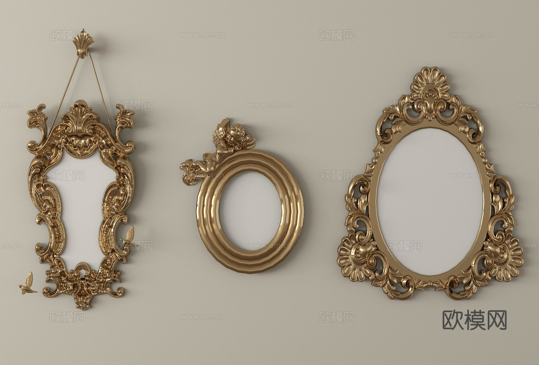 法式镜子 装饰镜 化妆镜 梳妆镜 浴室镜3d模型下载
