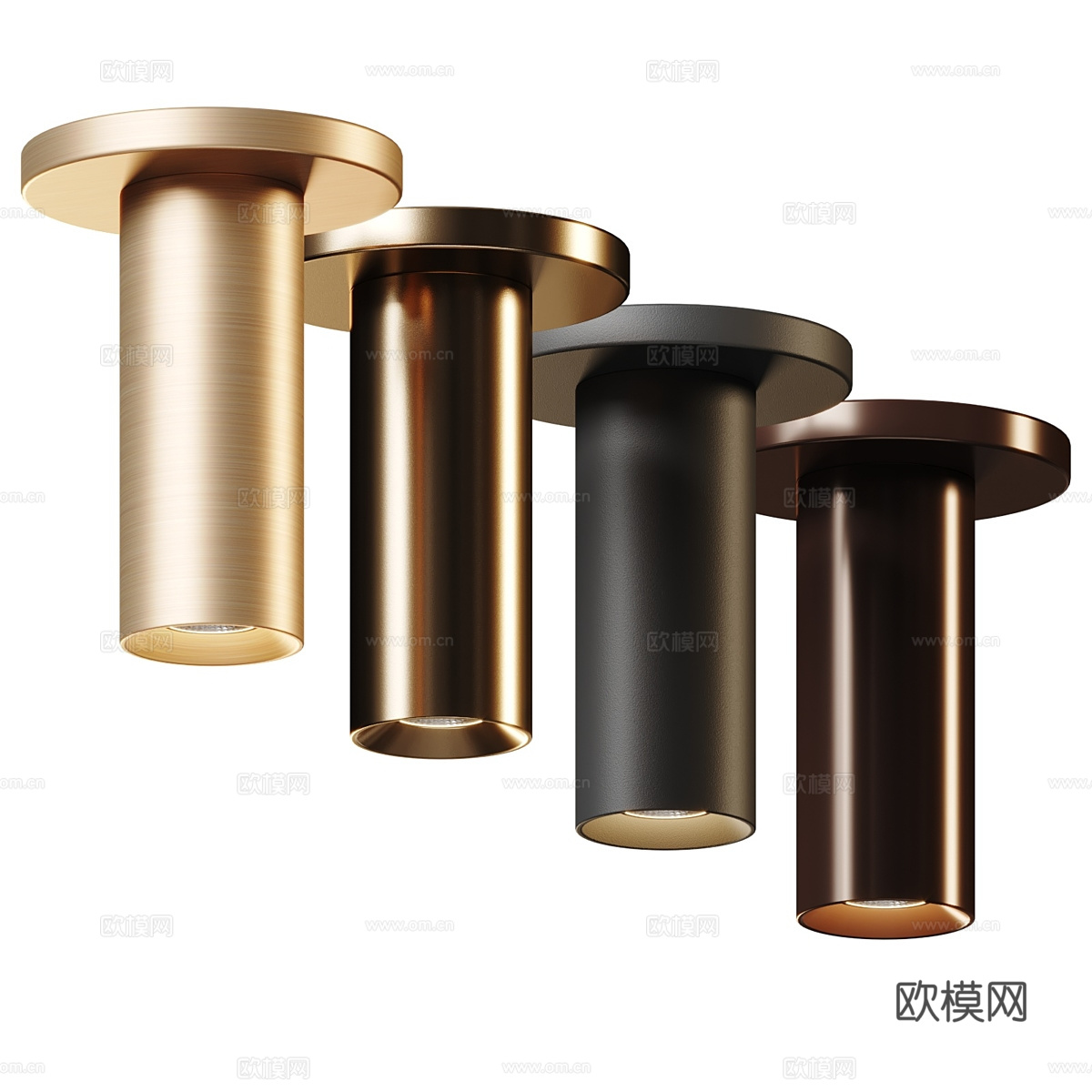 现代明装金属射灯3d模型下载（渲染图4）