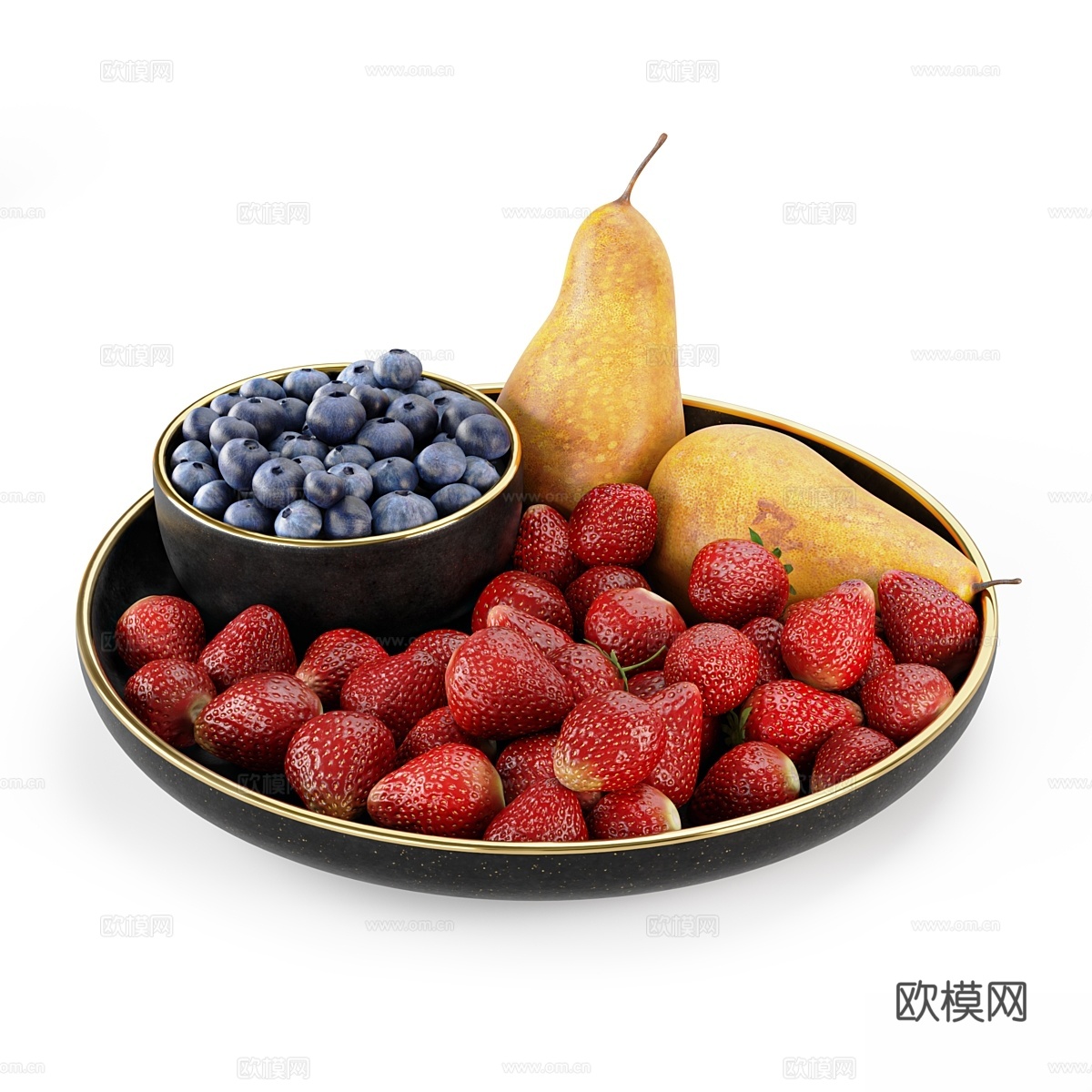 浆果与梨子拼盘3d模型下载