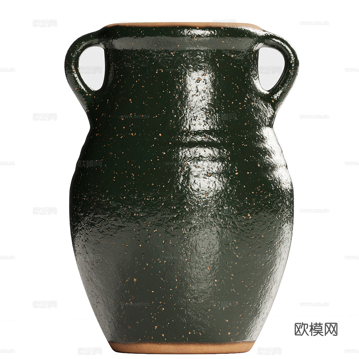 新中式侘寂绿色陶瓷花瓶3d模型下载（渲染图2）